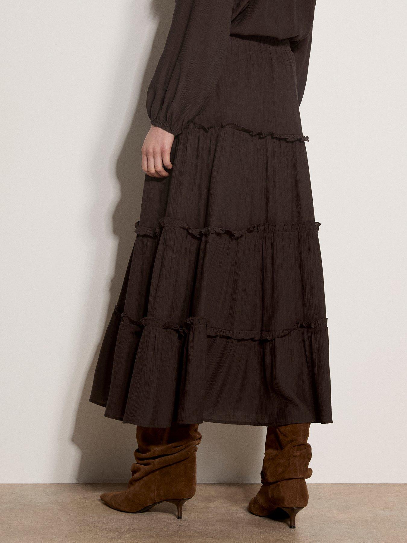 Image 2 of 5 of Apricot Apricot Ruffle Tiered Maxi Skirt