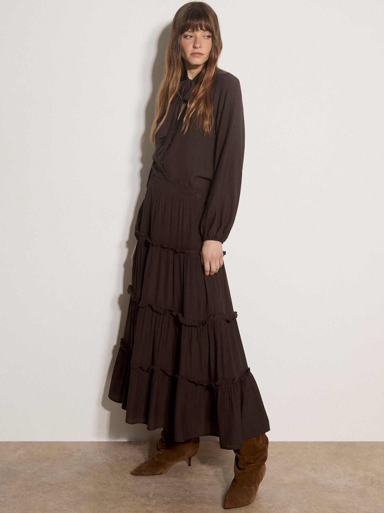 Image 3 of 5 of Apricot Apricot Ruffle Tiered Maxi Skirt