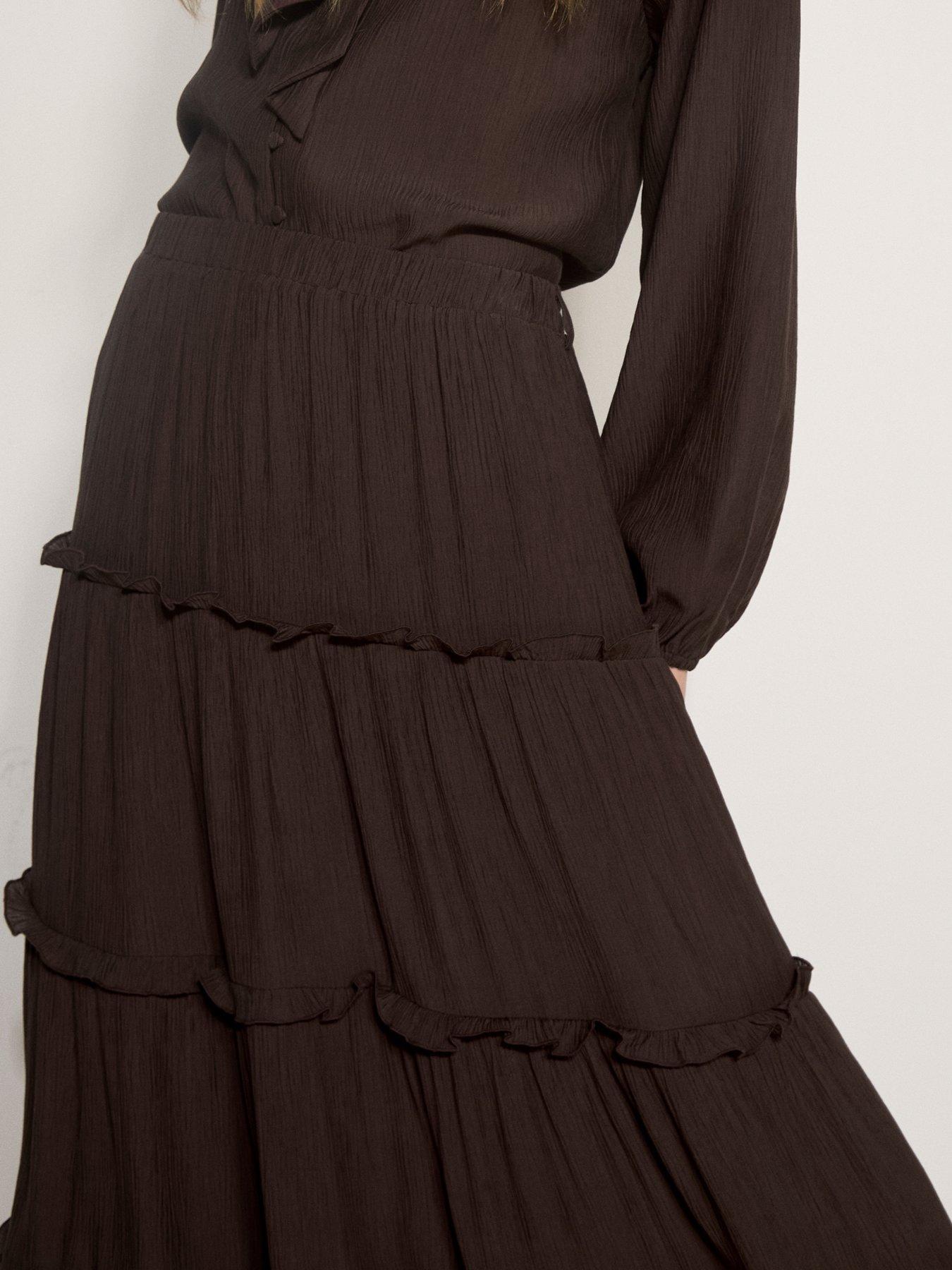 Image 4 of 5 of Apricot Apricot Ruffle Tiered Maxi Skirt