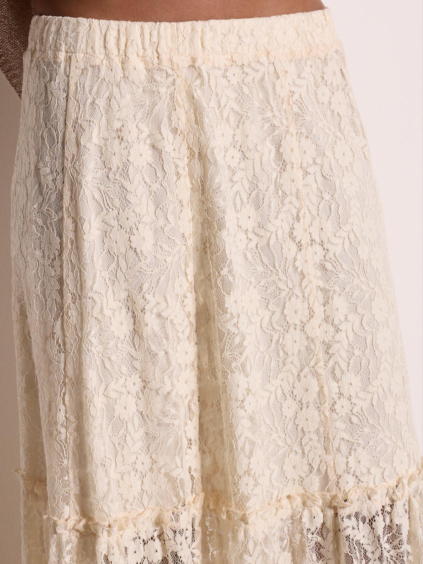 Image 4 of 4 of Apricot Floral Lace Tiered Skirt