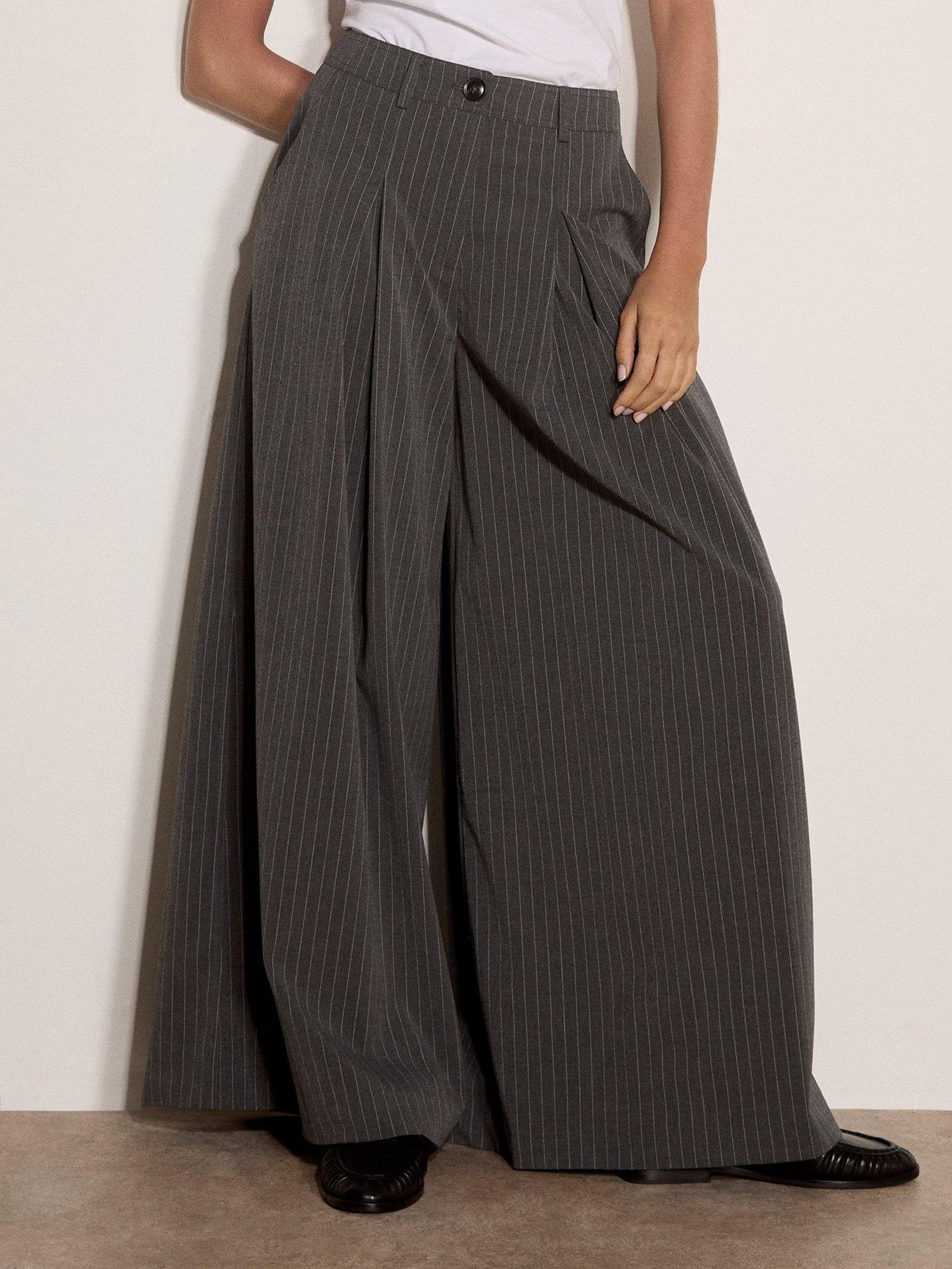 Image 1 of 4 of Apricot Apricot Inverted Pleat Pinstripe Trouser