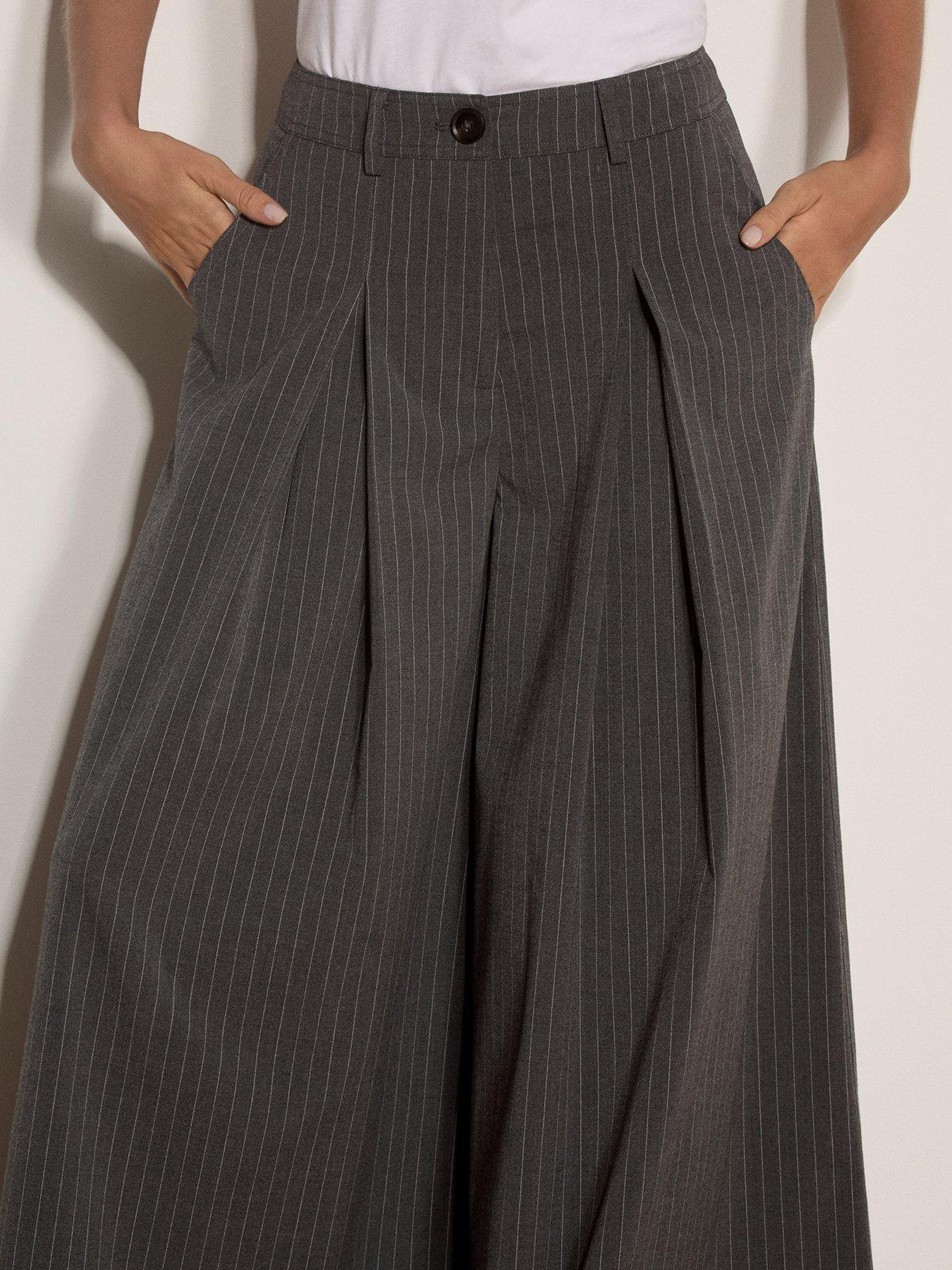 Image 4 of 4 of Apricot Apricot Inverted Pleat Pinstripe Trouser