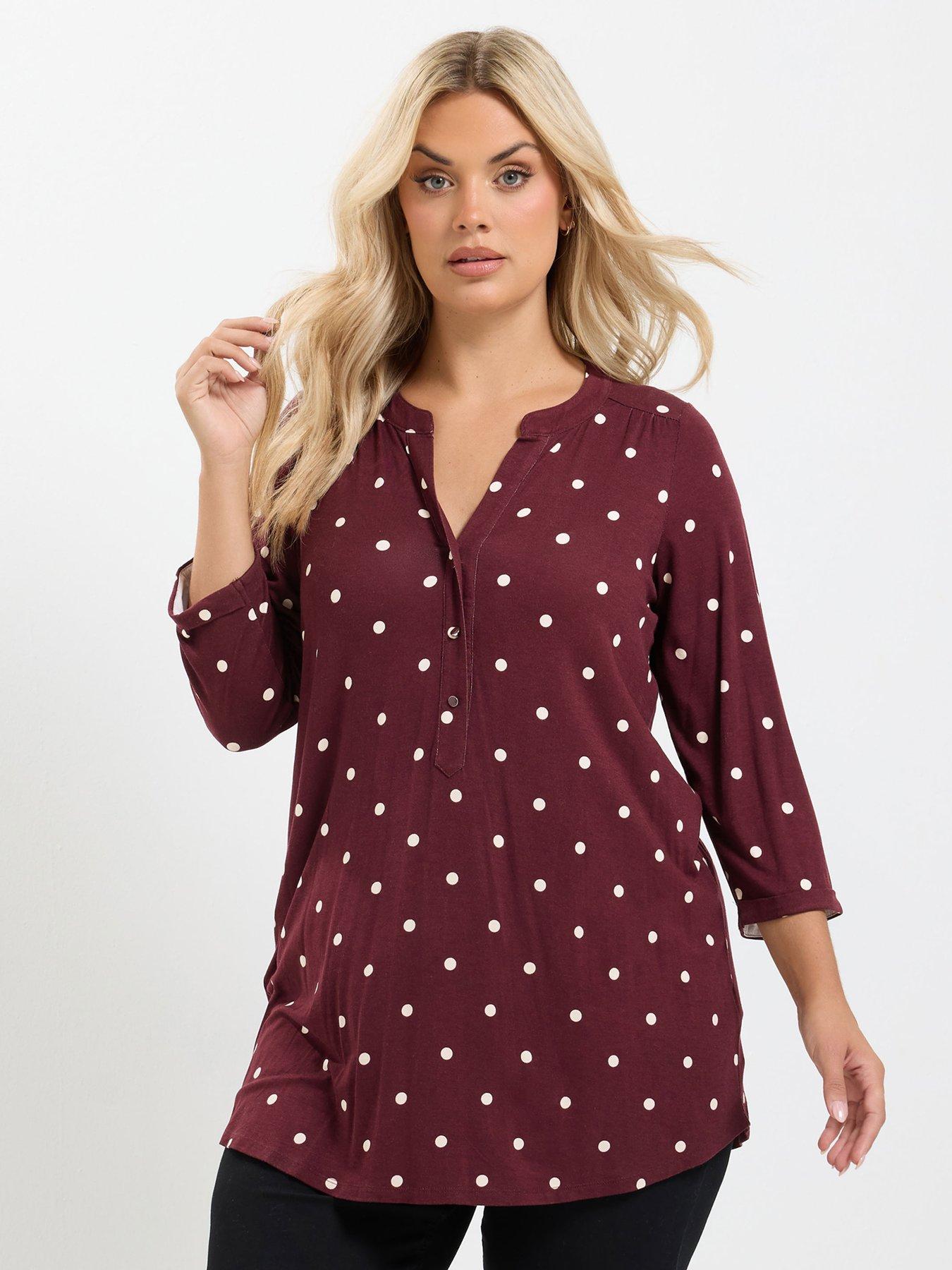 Yours Curve Half Placket Shirt - Red