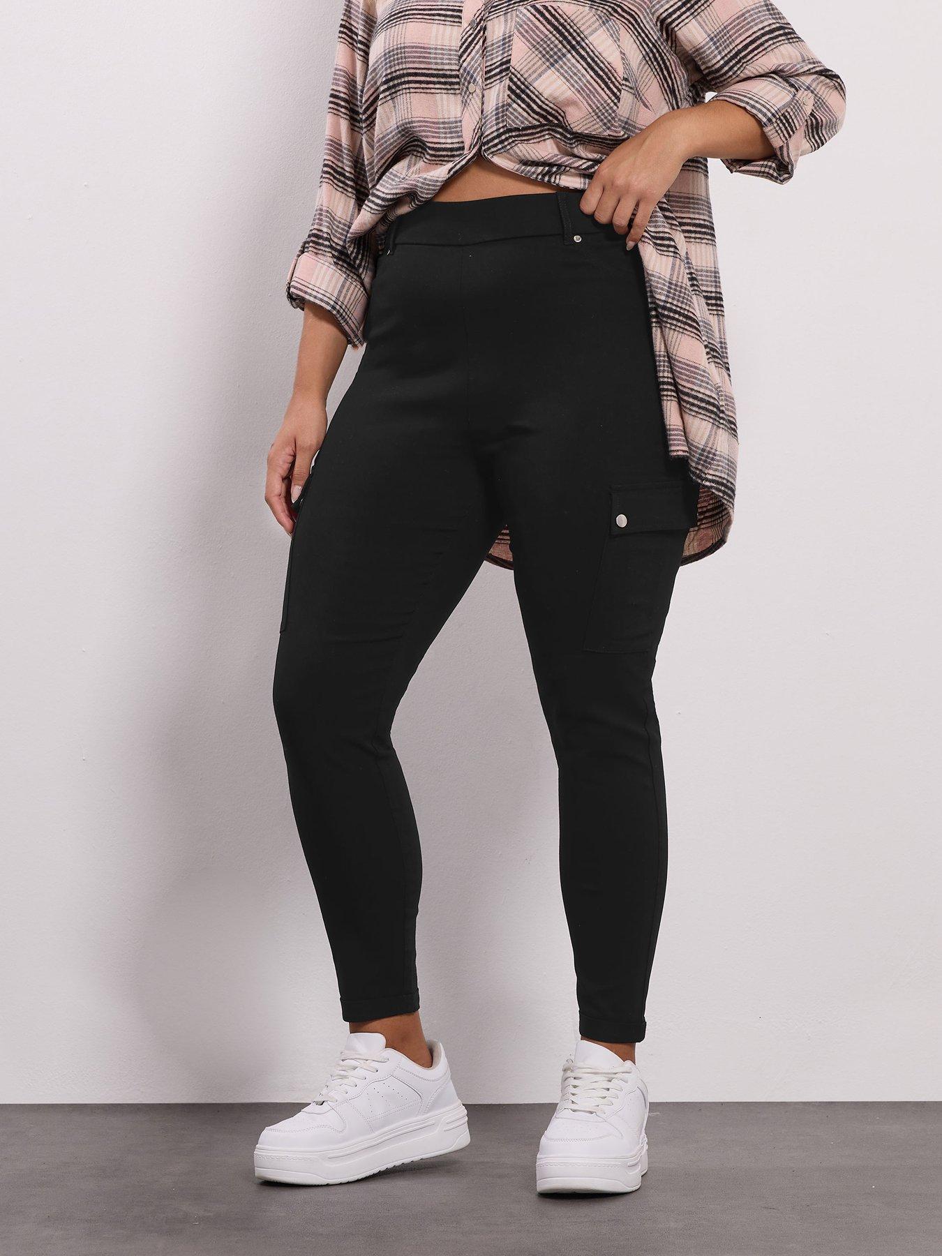 Yours Curve Bengaline Cargo Jegging 28" - Black