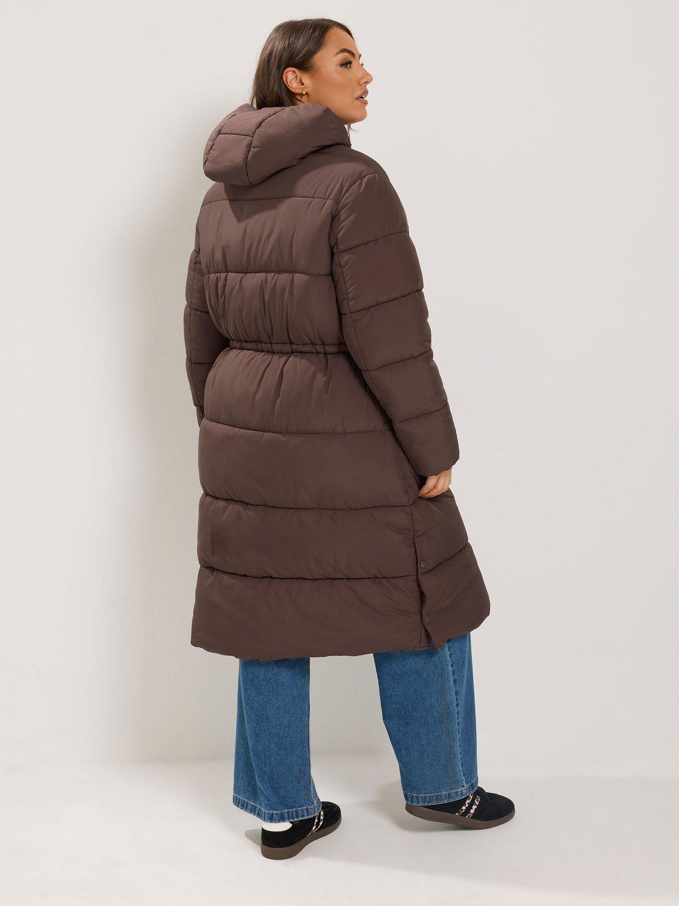 Image 2 of 4 of Yours Curve Epp Longline Padded Coat - Brown
