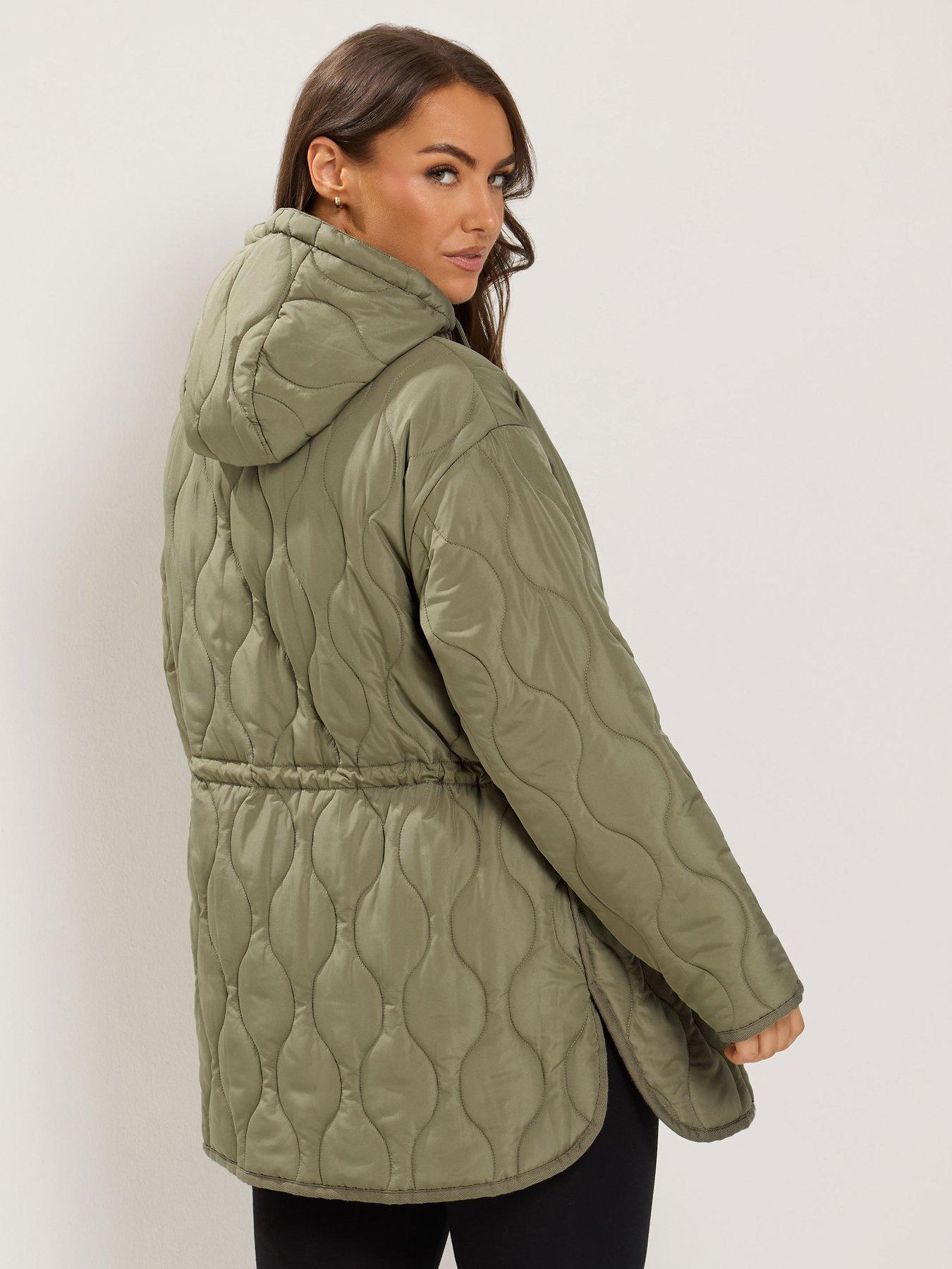 Image 2 of 4 of Yours Curve Padded Hooded Jacket - Green