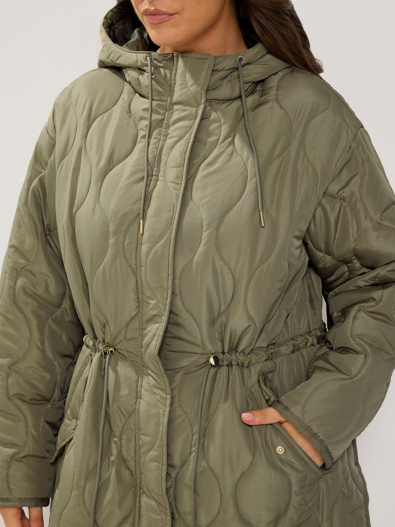 Image 4 of 4 of Yours Curve Padded Hooded Jacket - Green