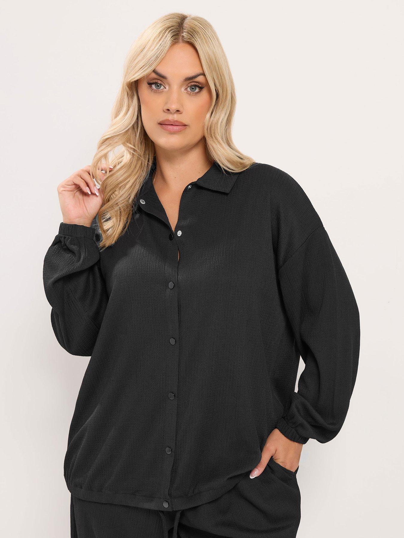 Yours Curve Textured Jersey Jacket - Black