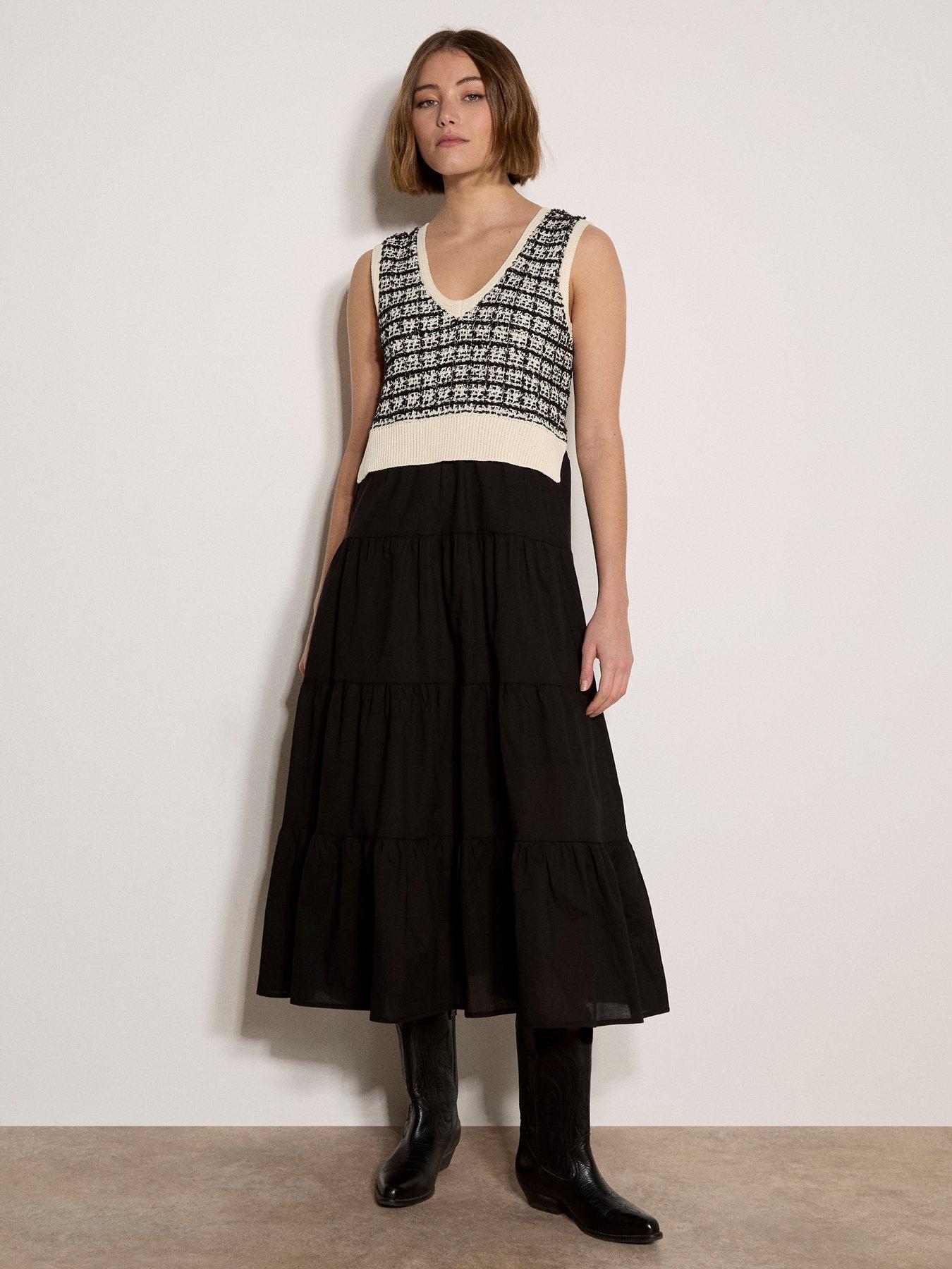 Image 1 of 3 of Apricot Dogtooth 2in1 Dress