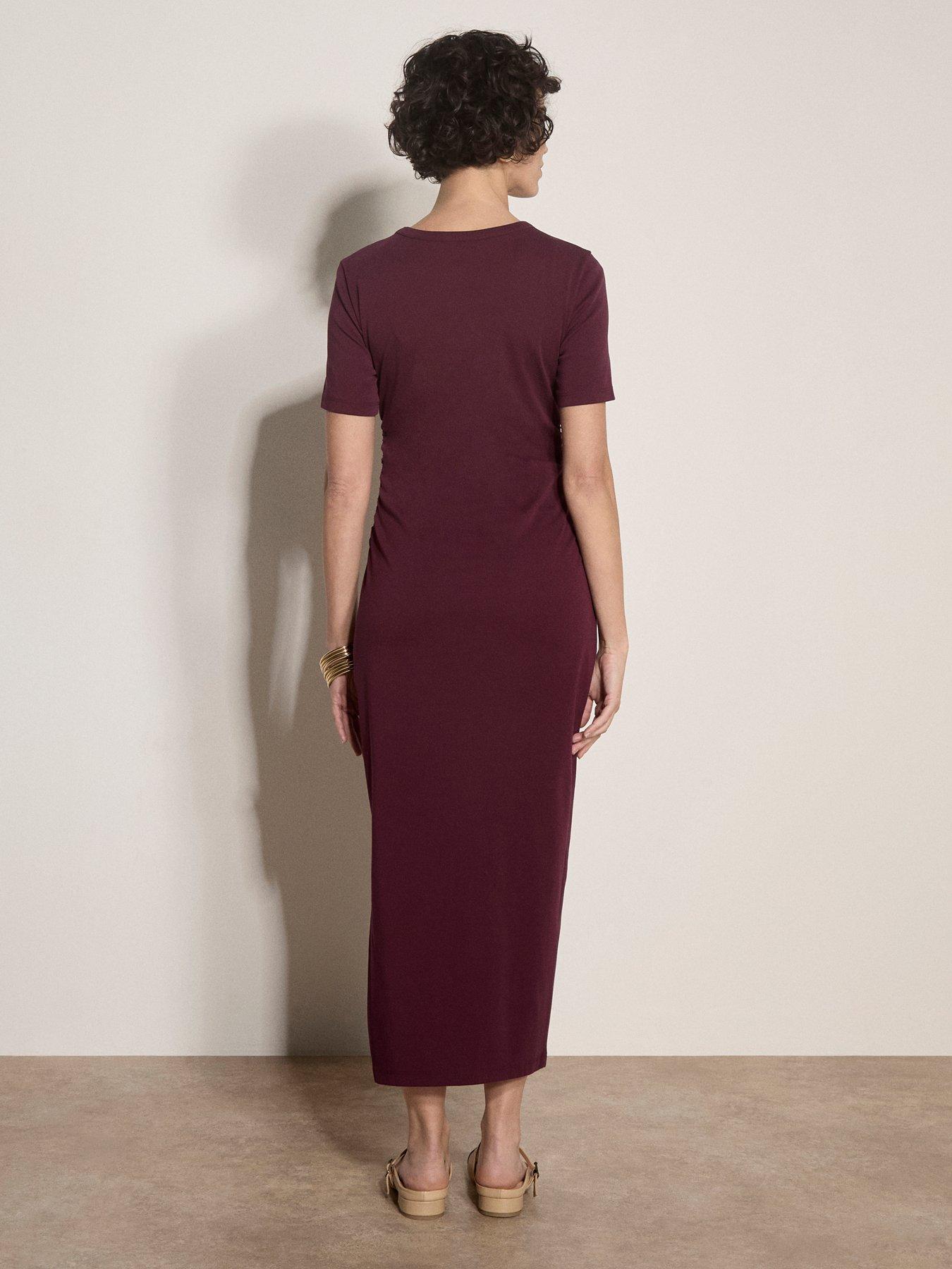 Image 2 of 4 of Apricot Jersey Ruched Detail Column Dress