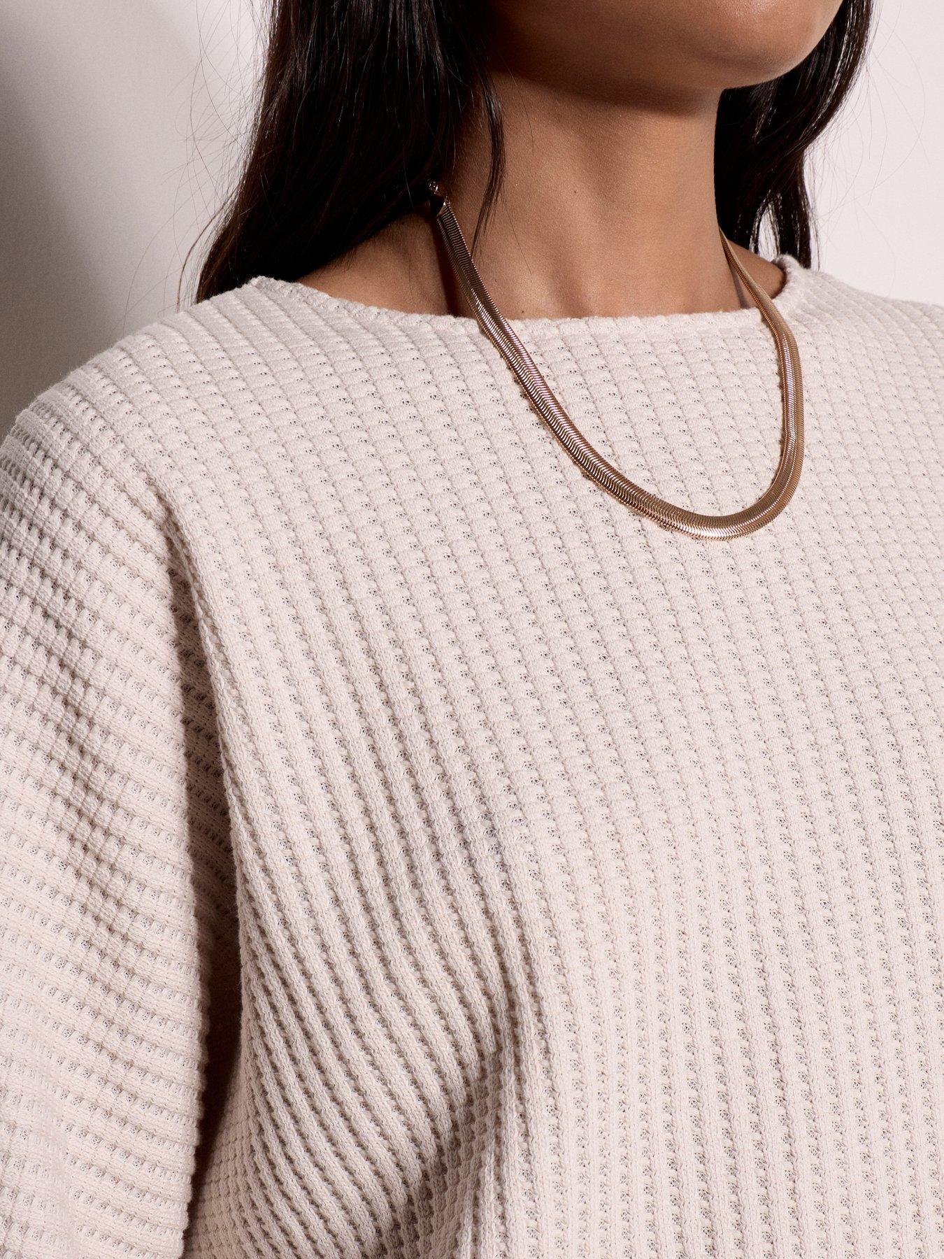 Image 4 of 4 of Apricot Apricot Waffle Knit Batwing Top