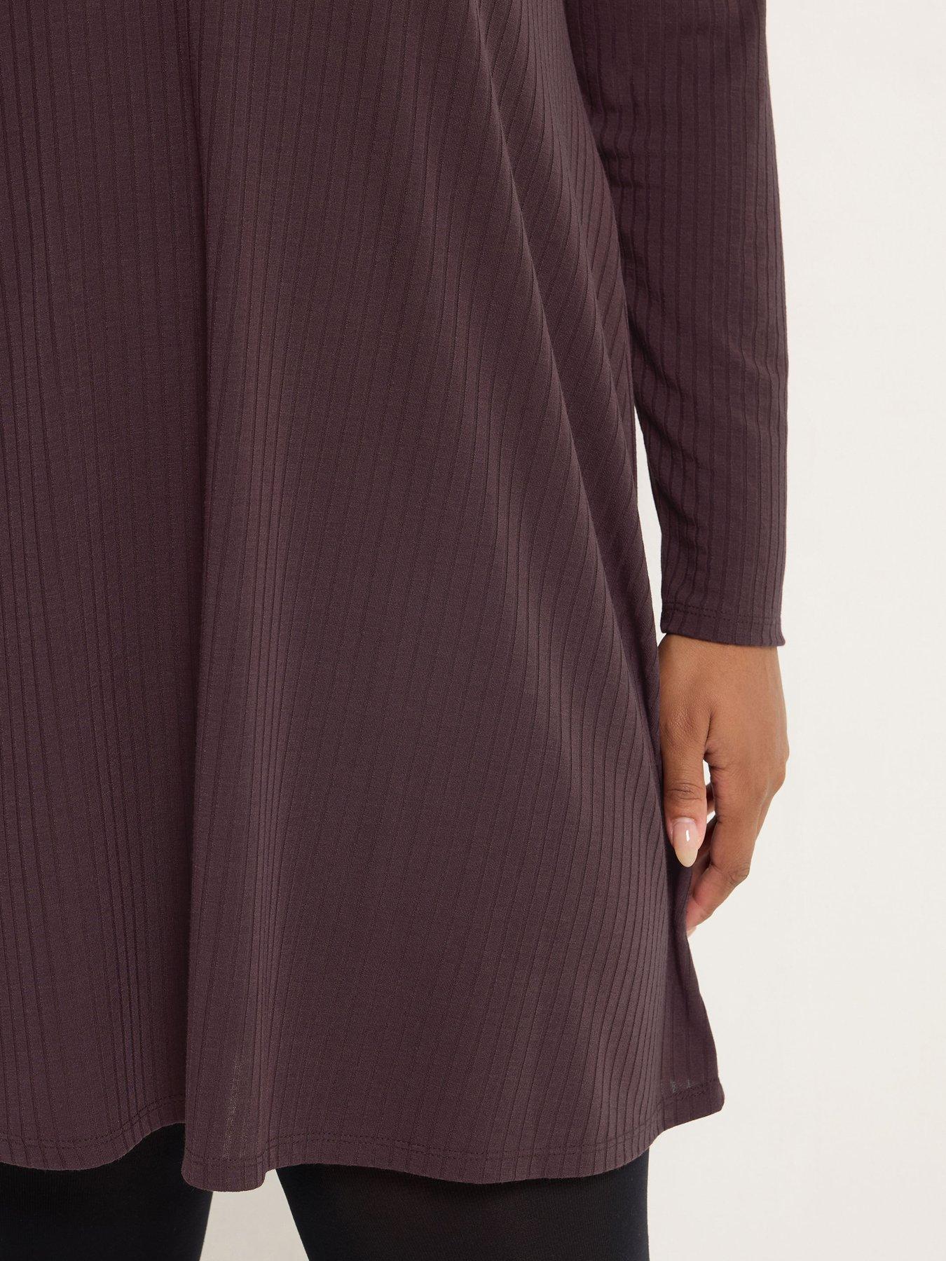 Image 4 of 4 of Yours Womens Curve Ribbed V-Neck Swing Dress - Purple