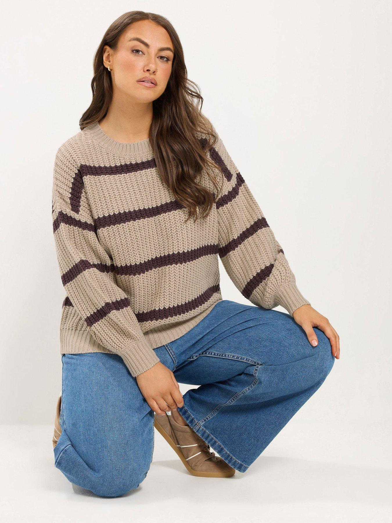 Yours Curve Chunky Waffle Stripe Jumper