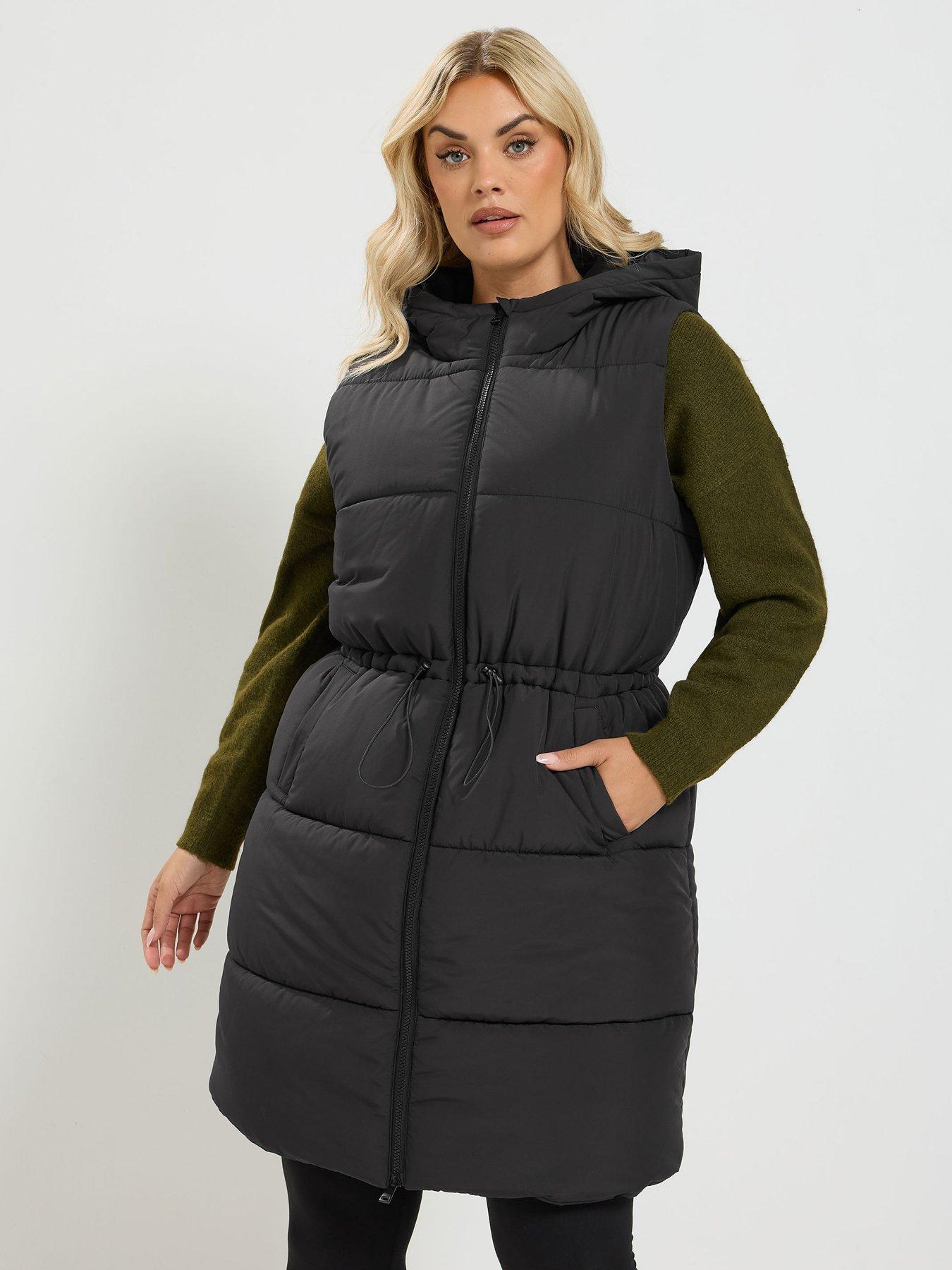 Image 1 of 4 of Yours Curve Zip Through Gilet - Black