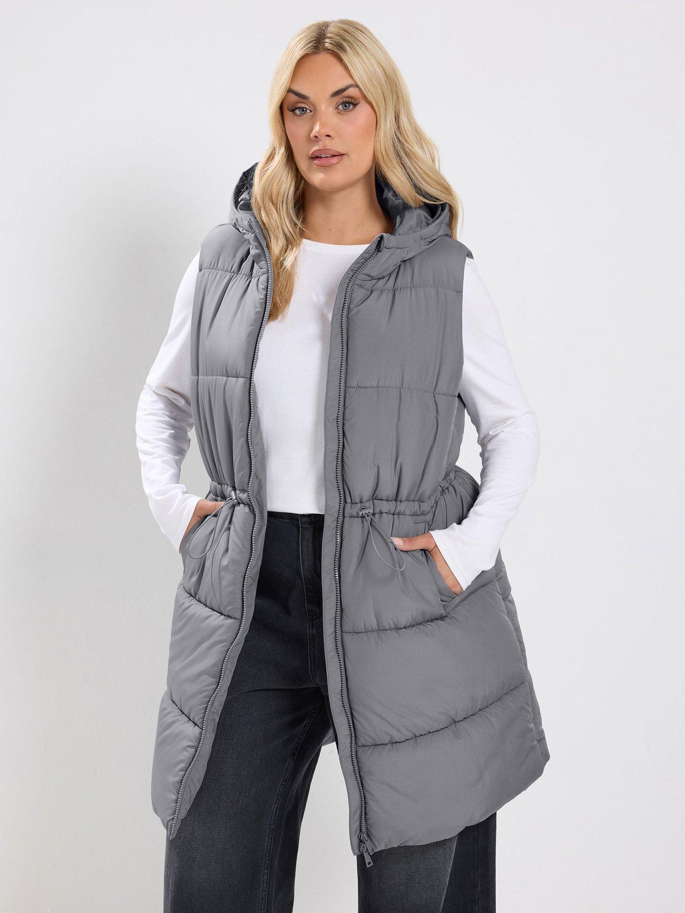 Image 1 of 4 of Yours Curve Zip Thru Gilet - Grey