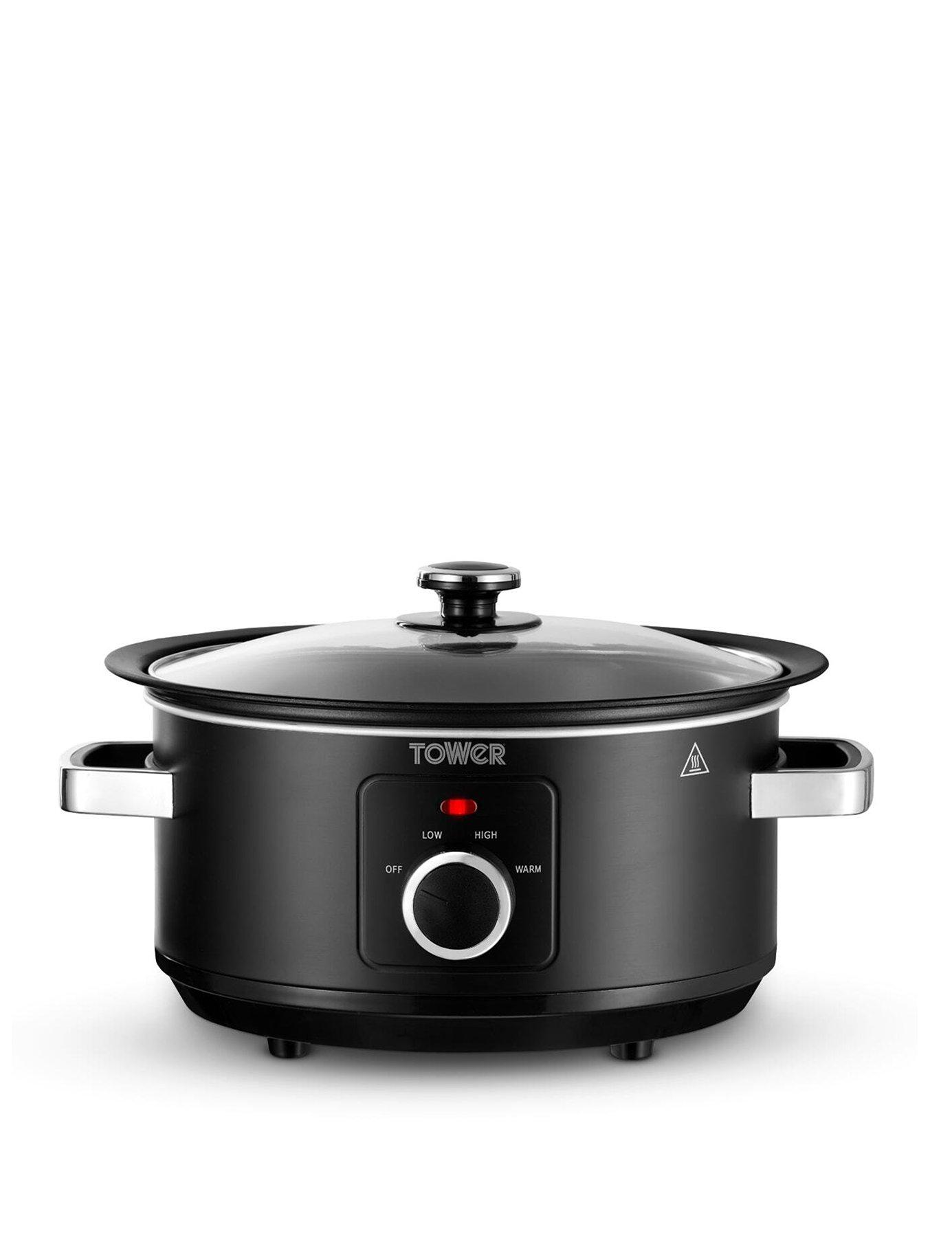Tower Sear & Stew 3.5L Slow Cooker with Hob-Safe Pot,163W, Black