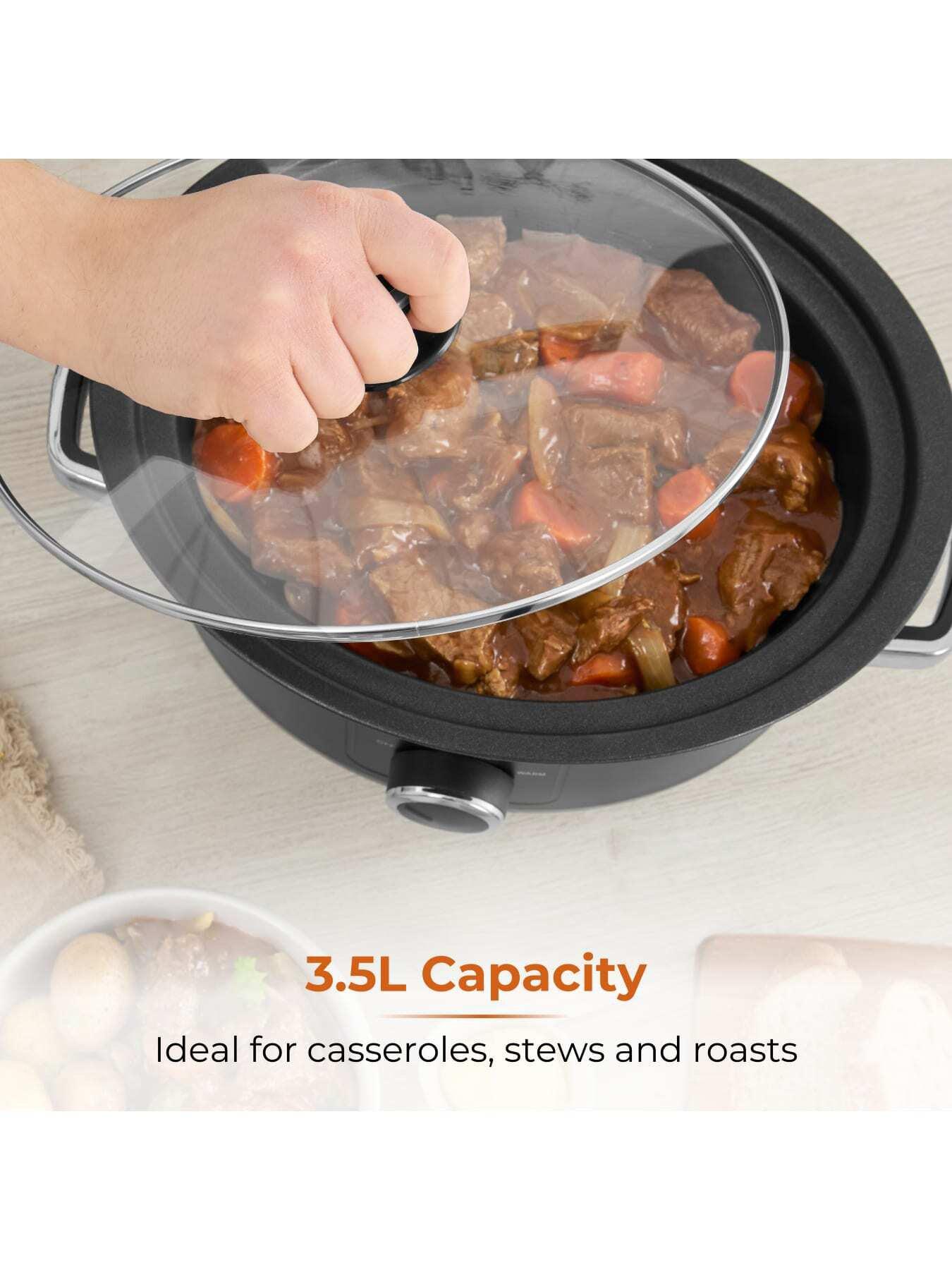 Image 5 of 7 of Tower Sear & Stew 3.5L Slow Cooker with Hob-Safe Pot,163W, Black