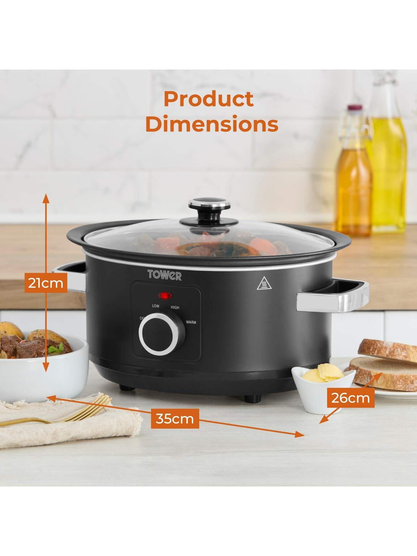 Image 6 of 7 of Tower Sear & Stew 3.5L Slow Cooker with Hob-Safe Pot,163W, Black
