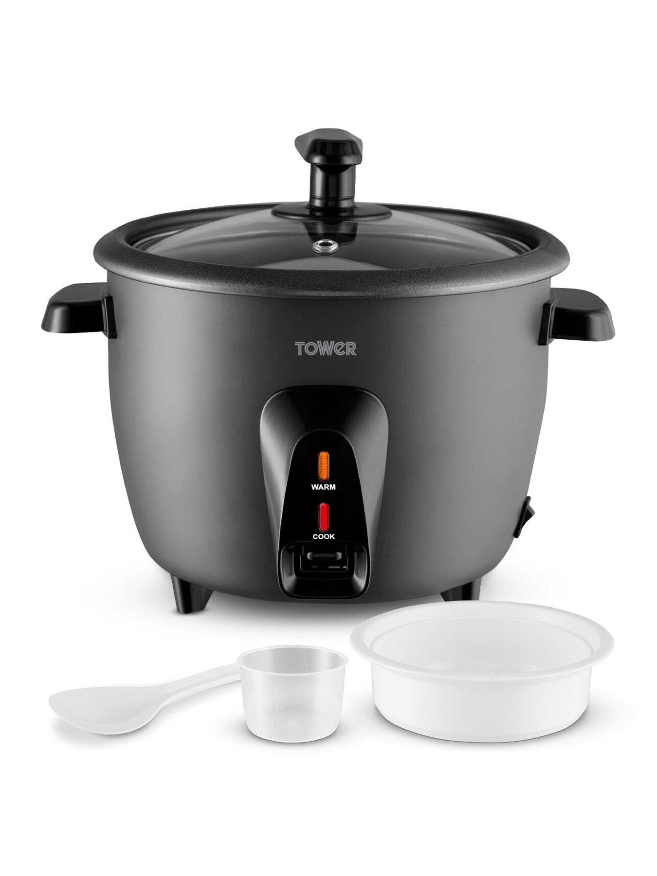 Image 1 of 7 of Tower 1.5L Rice Cooker, Steamer Basket, Measuring Cup & Spoon, 500W, Black