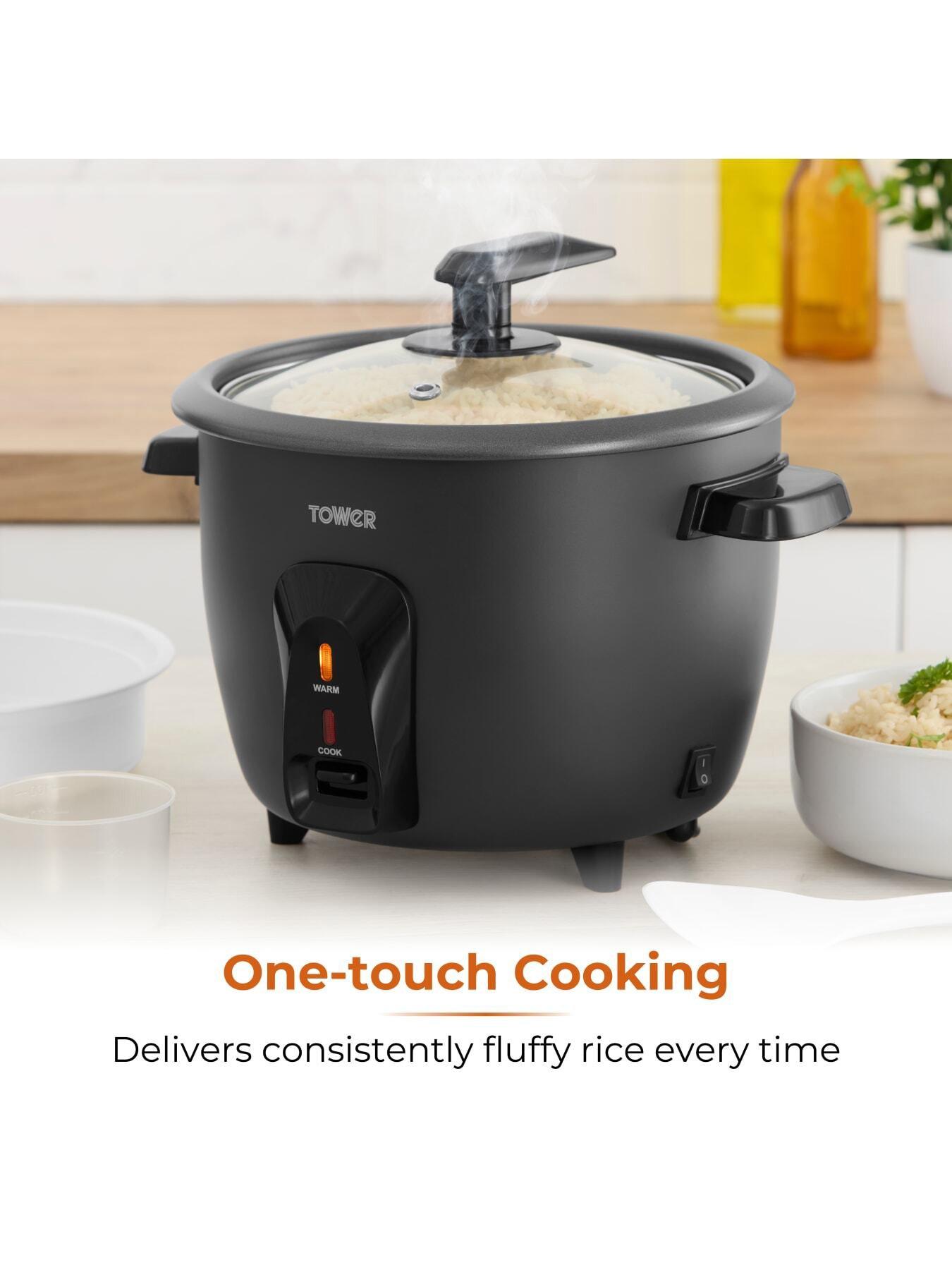 Image 3 of 7 of Tower 1.5L Rice Cooker, Steamer Basket, Measuring Cup & Spoon, 500W, Black