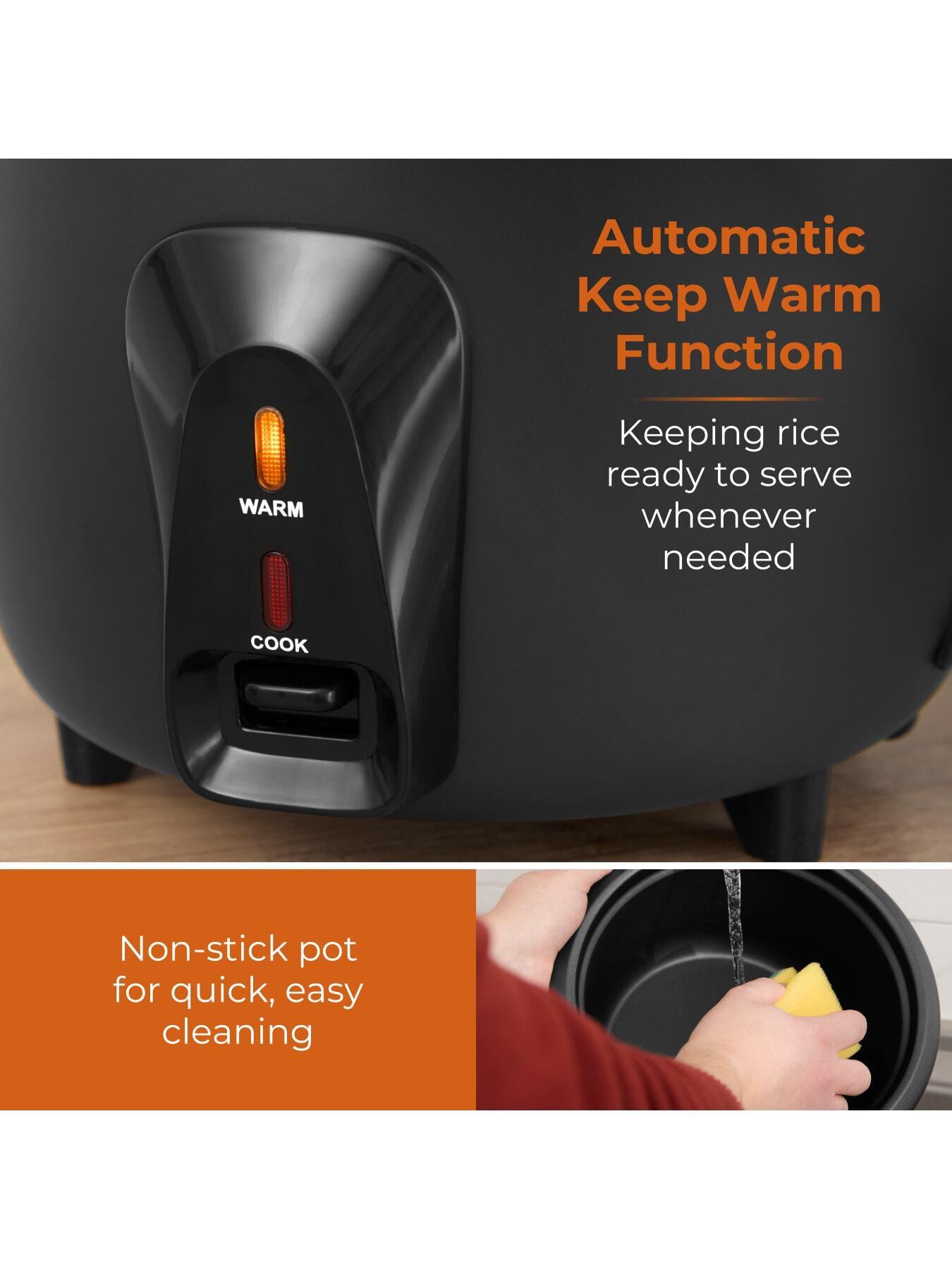 Image 5 of 7 of Tower 1.5L Rice Cooker, Steamer Basket, Measuring Cup & Spoon, 500W, Black