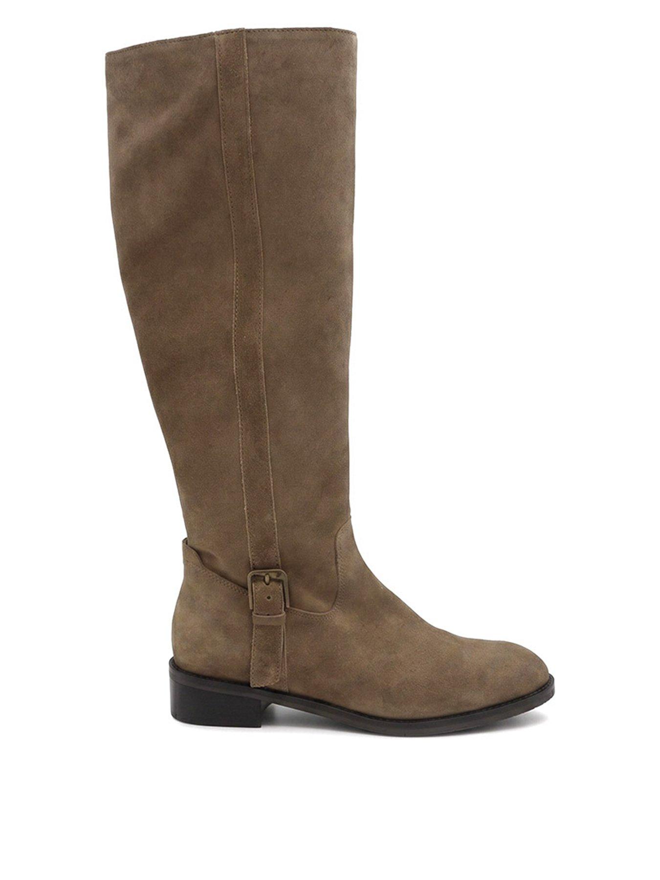 Image 1 of 6 of Jones Bootmaker Womens Knee-High Leather Side Zip Riding Boots - Beige