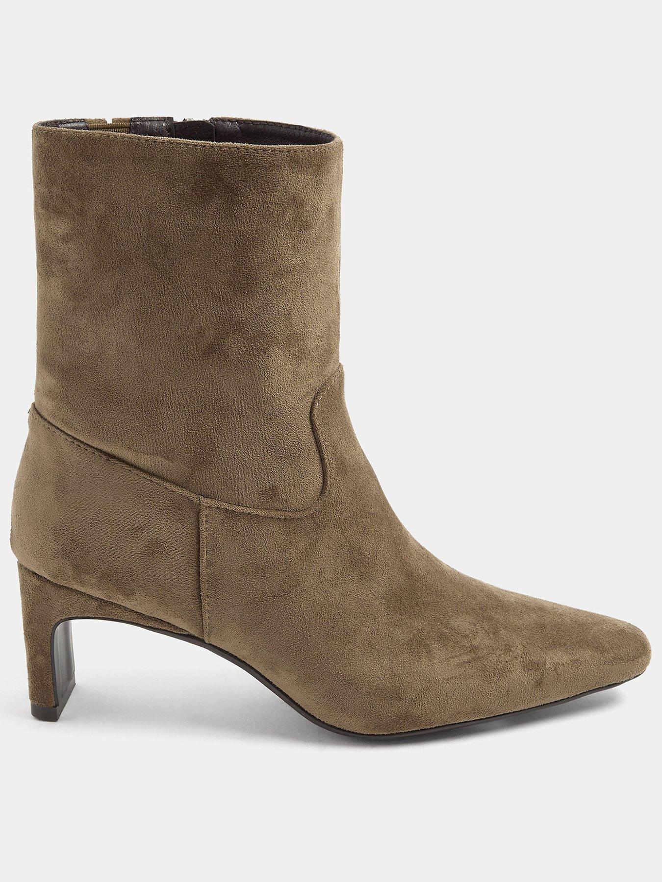 Image 1 of 4 of Yours Womens Wide Fit Soft Square Kitten Heel Ankle Boot - Cream