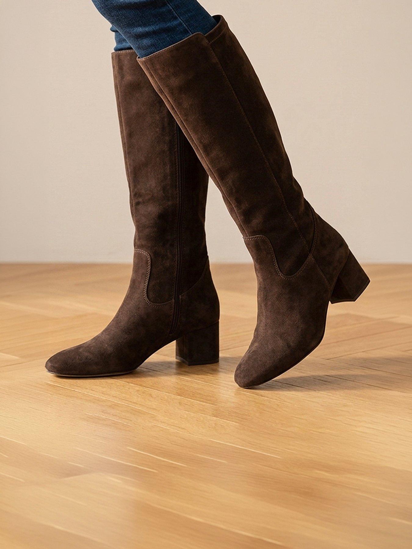 Image 6 of 6 of Jones Bootmaker Emberlywide Knee High Riding Boot - Choco Suede