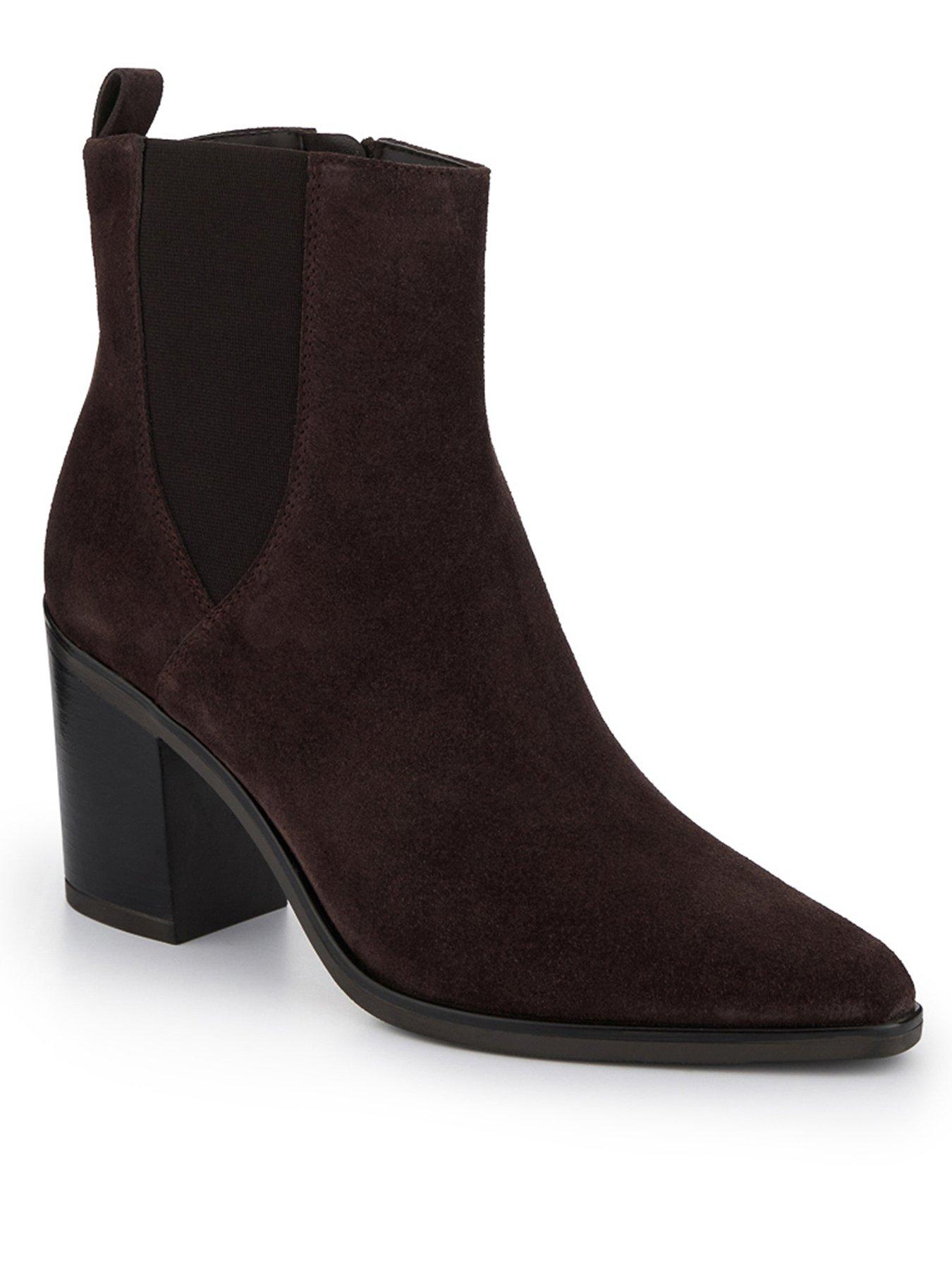 Image 2 of 6 of Jones Bootmaker Kalamata Block Heel Ankle Boot - Chocolate Suede