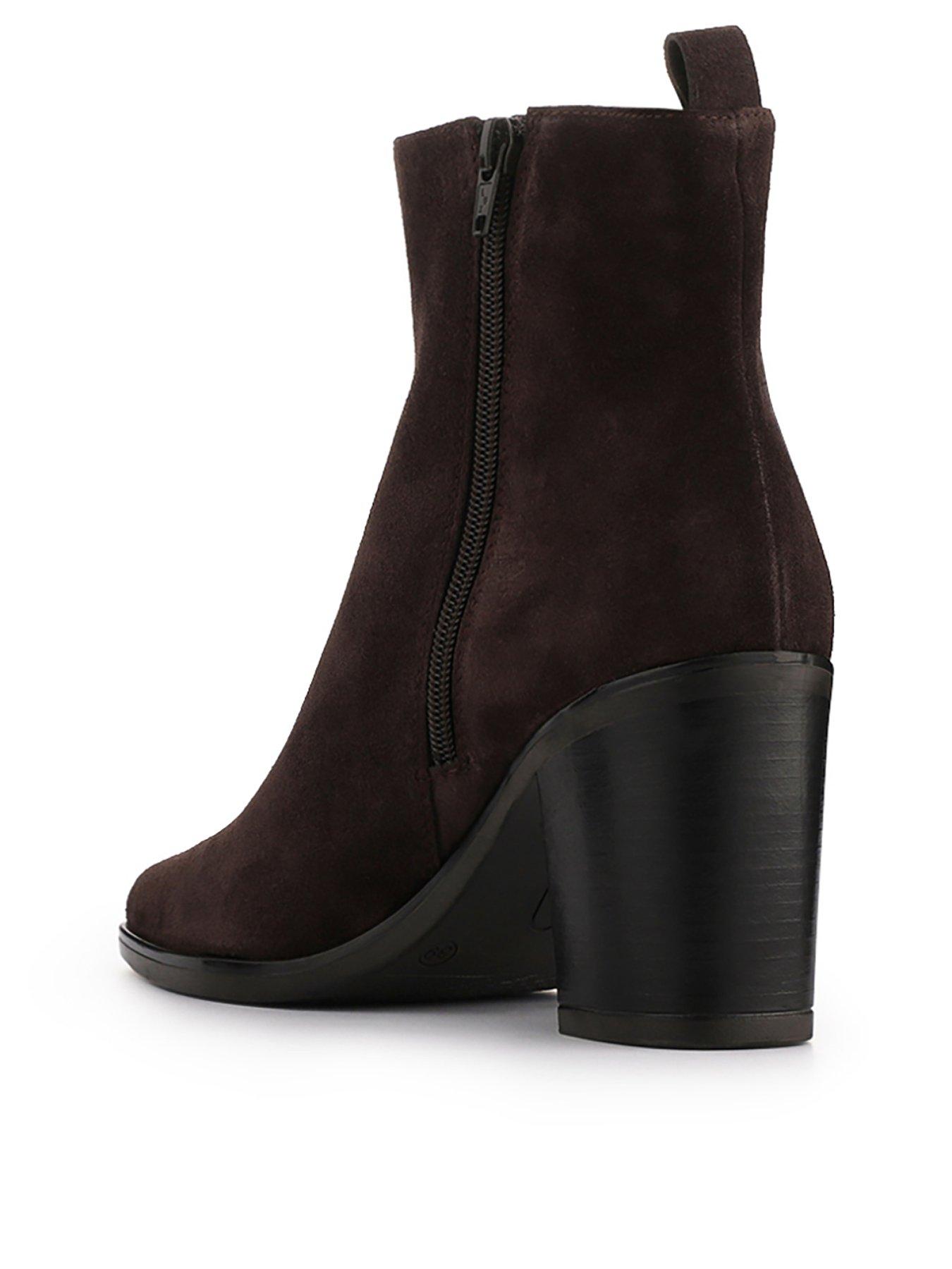 Image 3 of 6 of Jones Bootmaker Kalamata Block Heel Ankle Boot - Chocolate Suede