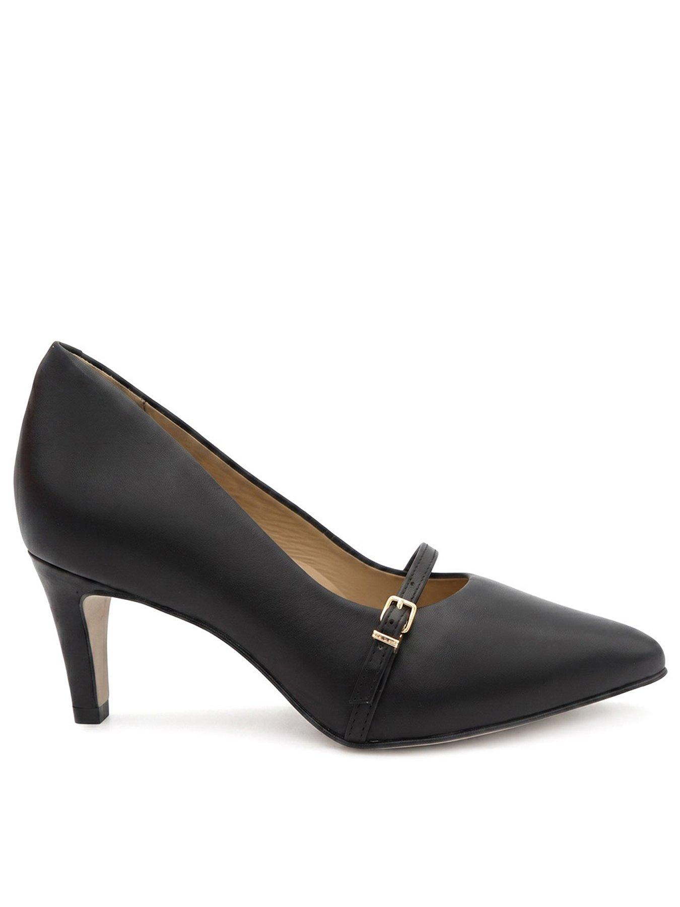 Jones Bootmaker Zienna Wide Pointed Toe Heel - Black Leather
