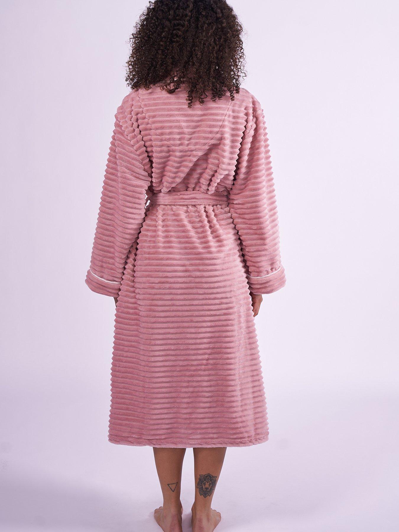 Image 2 of 5 of Cyberjammies Cosy Stripe Robe - Dusky Pink