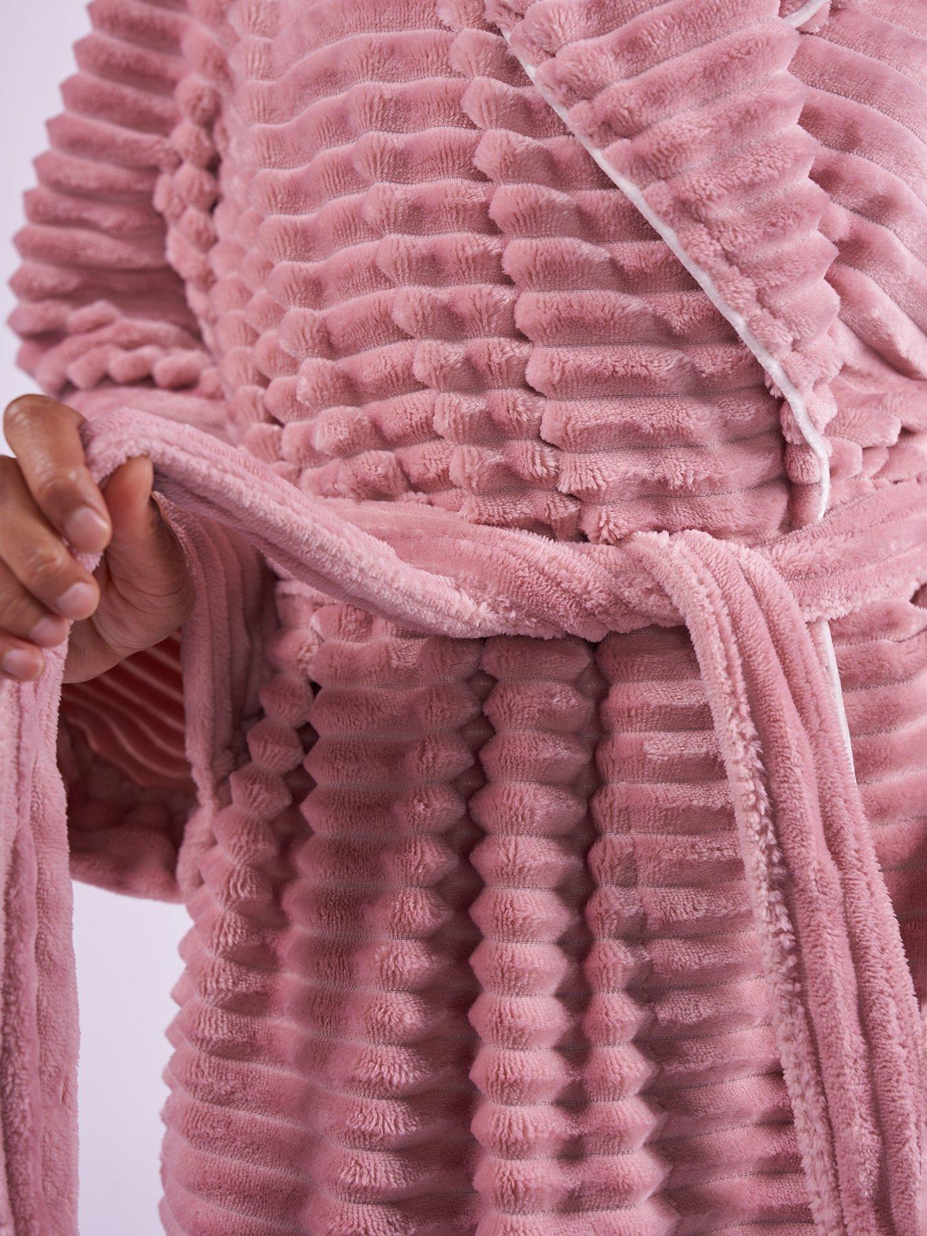 Image 4 of 5 of Cyberjammies Cosy Stripe Robe - Dusky Pink