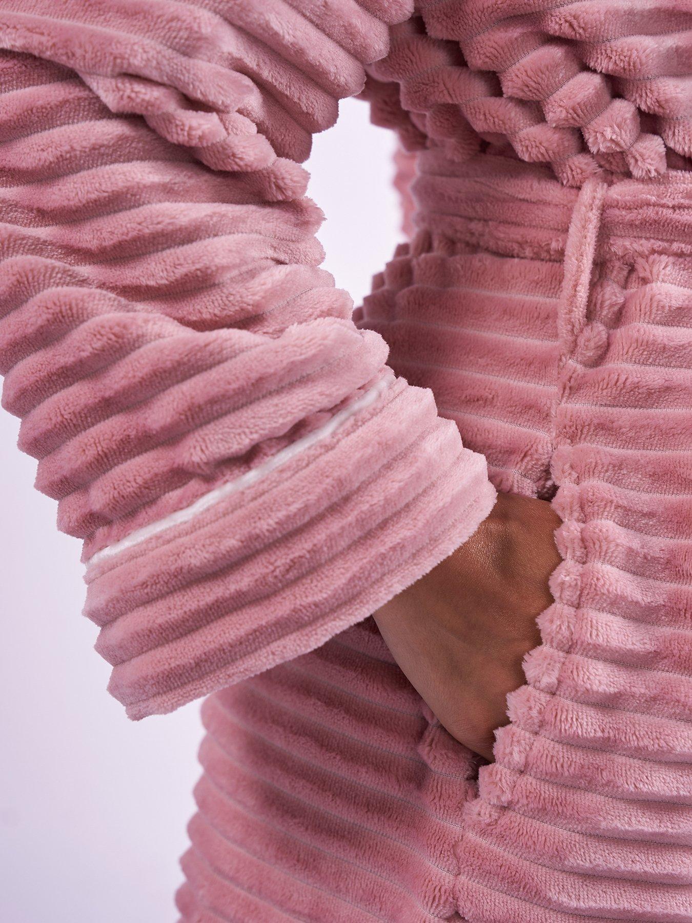 Image 5 of 5 of Cyberjammies Cosy Stripe Robe - Dusky Pink