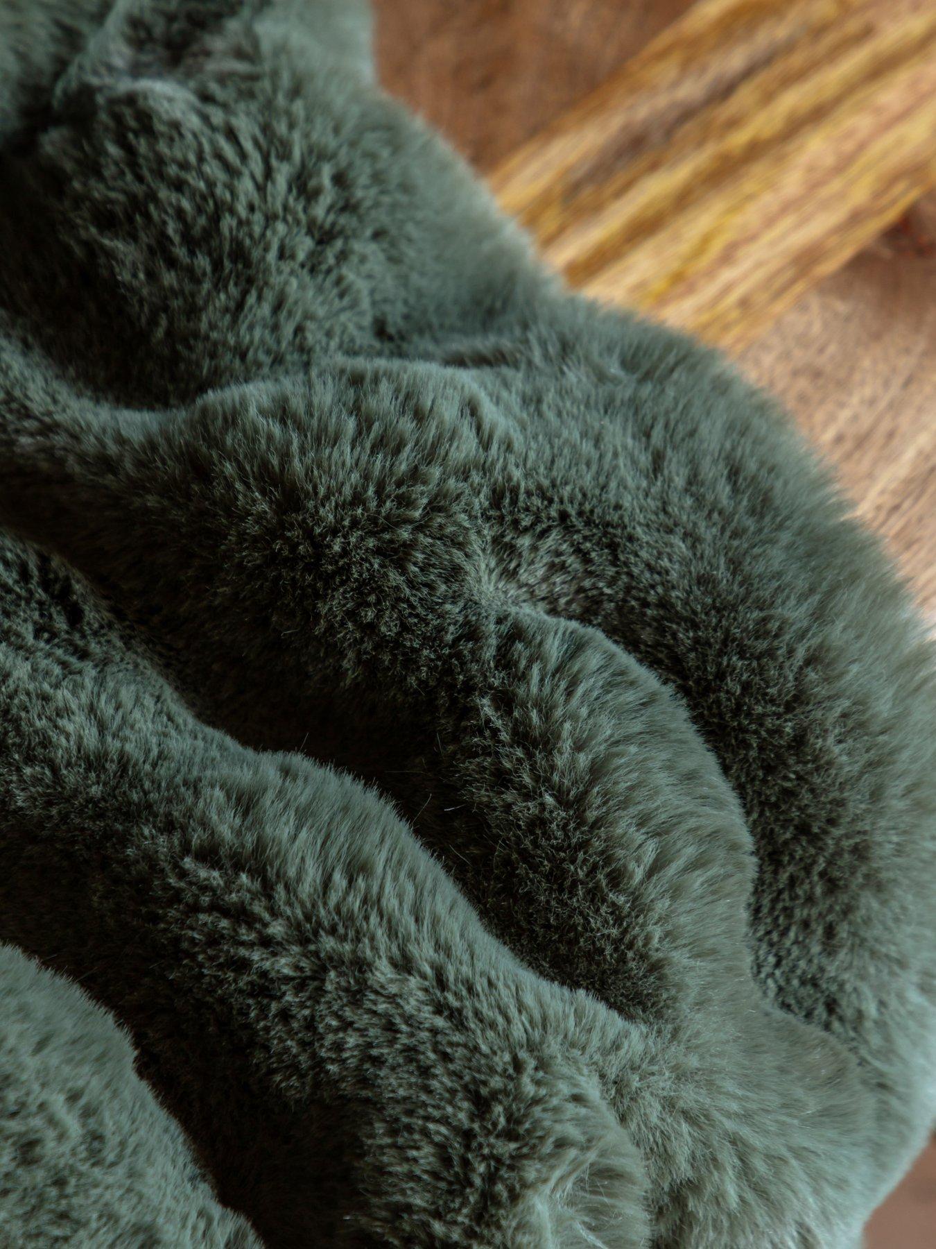 Image 3 of 5 of Gallery Direct Marshmallow Rabbit Faux Fur Thrw Olive 130x170cm