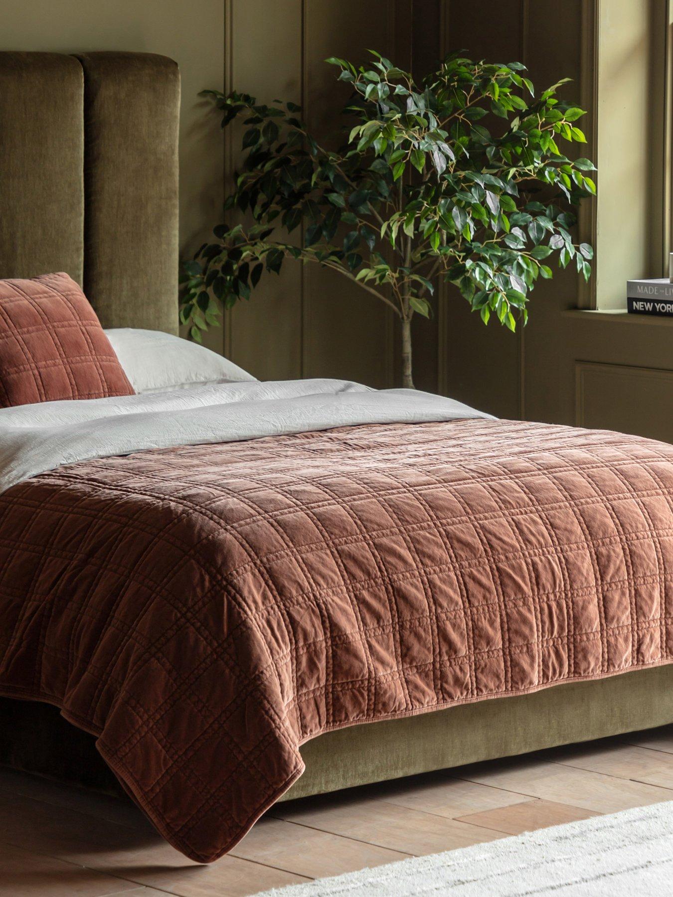 Image 1 of 6 of Gallery Direct Cotton Velvet Quilted Bedspread Rust 220x240cm