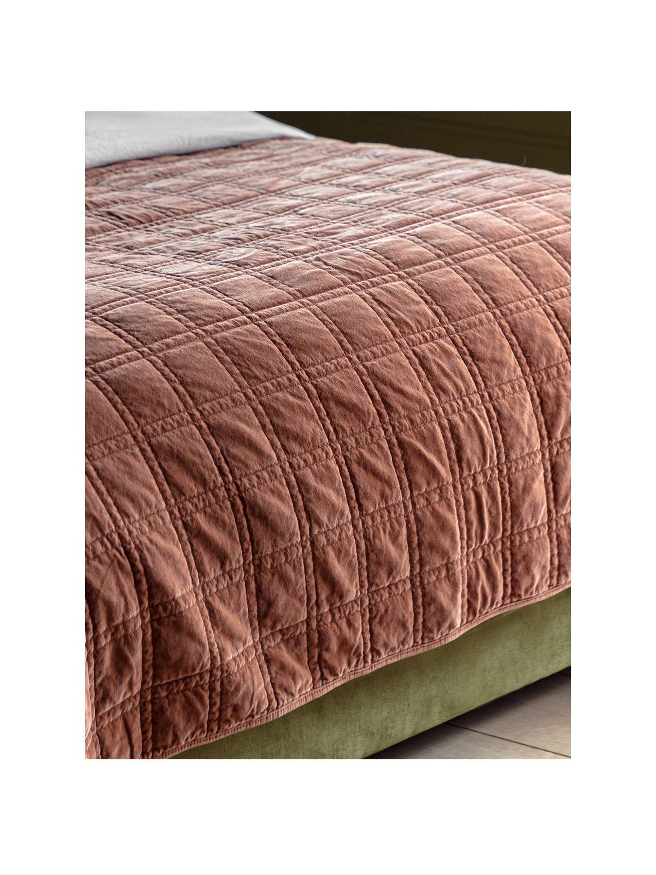 Image 2 of 6 of Gallery Direct Cotton Velvet Quilted Bedspread Rust 220x240cm