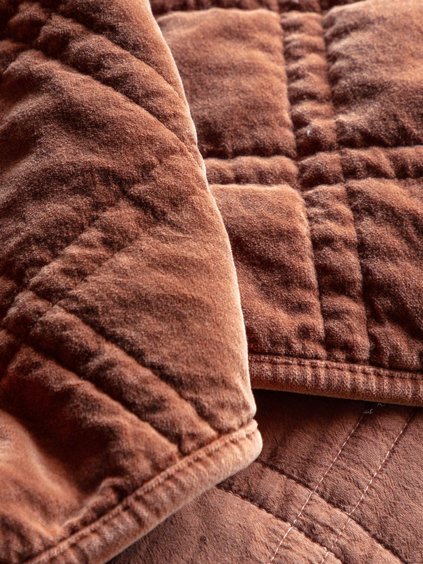 Image 3 of 6 of Gallery Direct Cotton Velvet Quilted Bedspread Rust 220x240cm