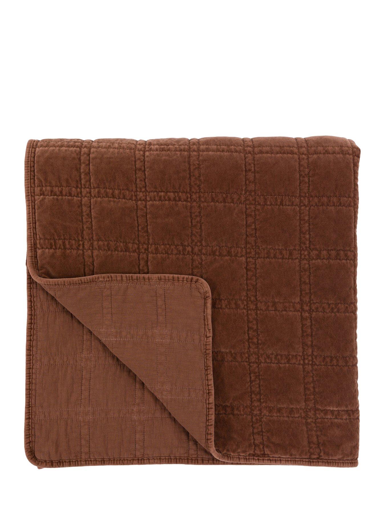 Image 5 of 6 of Gallery Direct Cotton Velvet Quilted Bedspread Rust 220x240cm