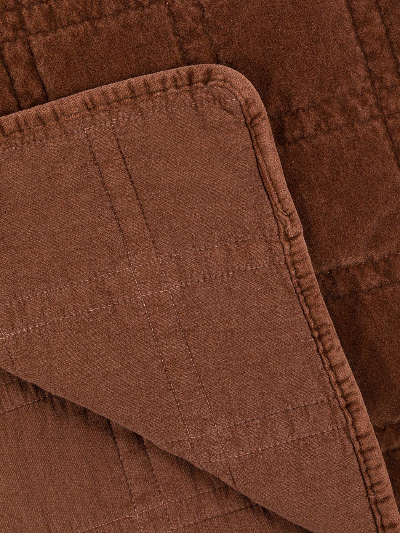 Image 6 of 6 of Gallery Direct Cotton Velvet Quilted Bedspread Rust 220x240cm