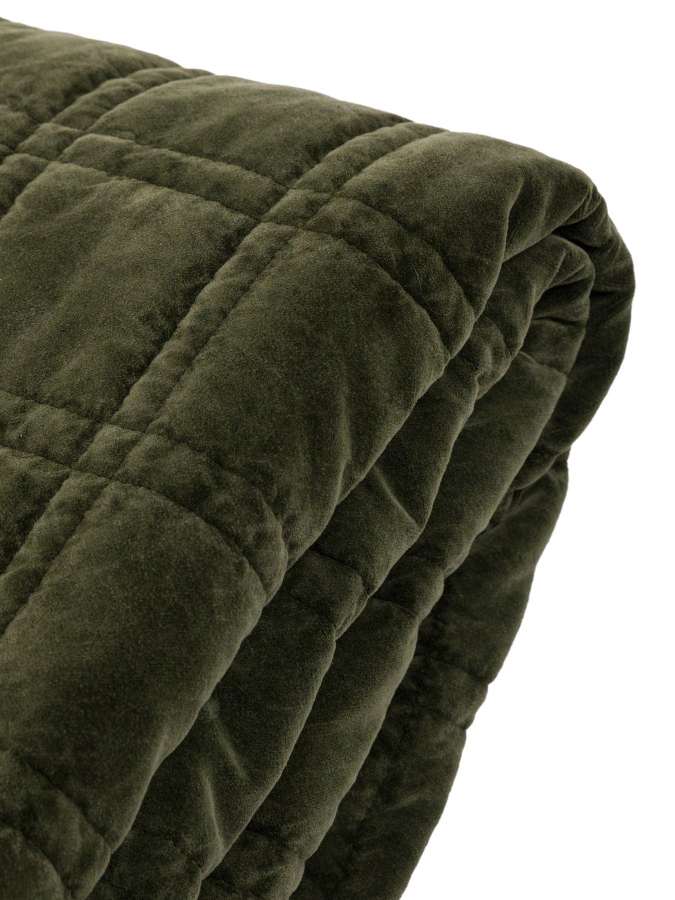 Image 6 of 7 of Gallery Direct Cotton Velvet Quilted Bedspread Olive 220x240cm