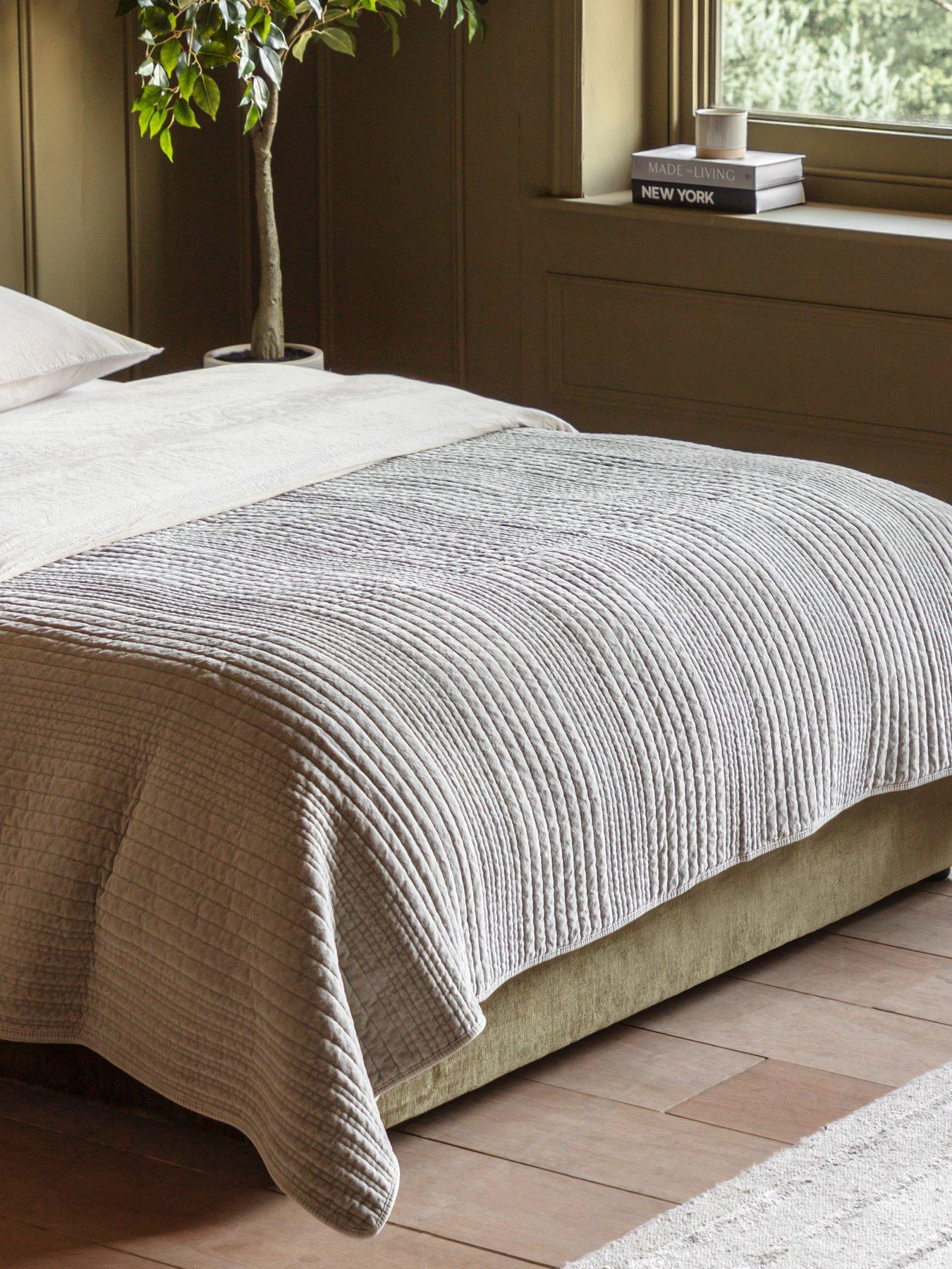Image 1 of 6 of Gallery Direct Cotton Velvet Stitched Bedspread Taupe 220x240cm
