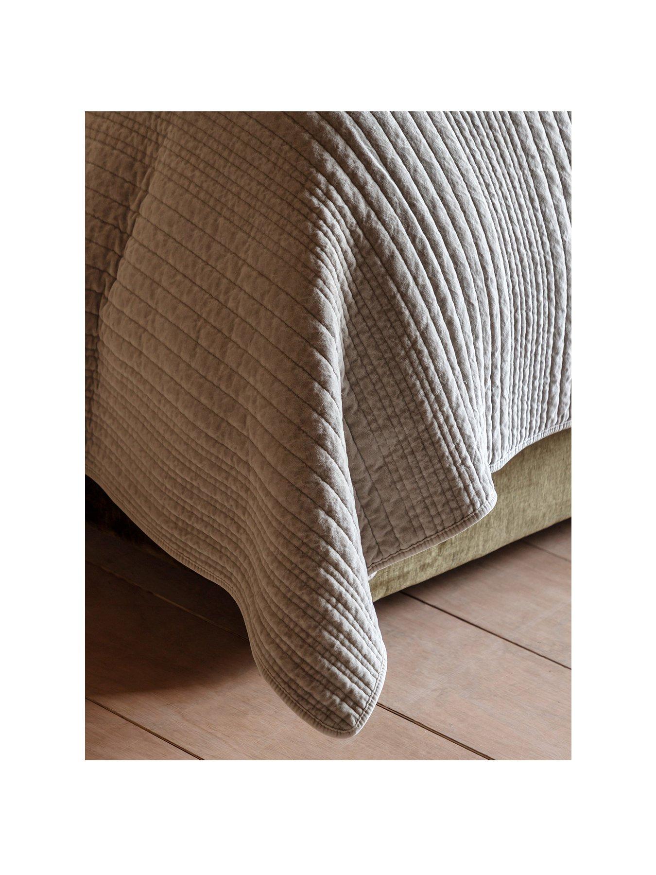 Image 2 of 6 of Gallery Direct Cotton Velvet Stitched Bedspread Taupe 220x240cm