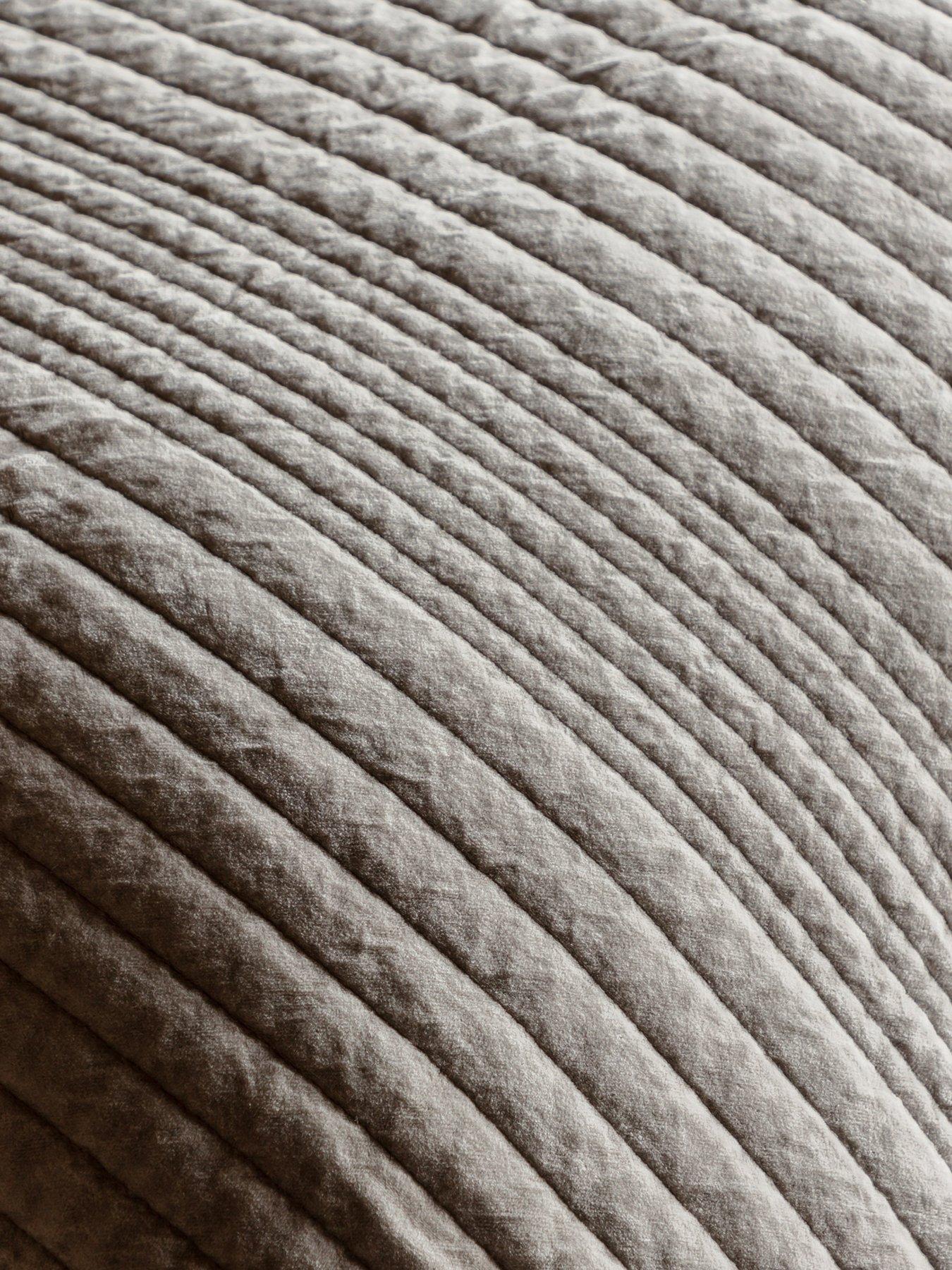 Image 3 of 6 of Gallery Direct Cotton Velvet Stitched Bedspread Taupe 220x240cm