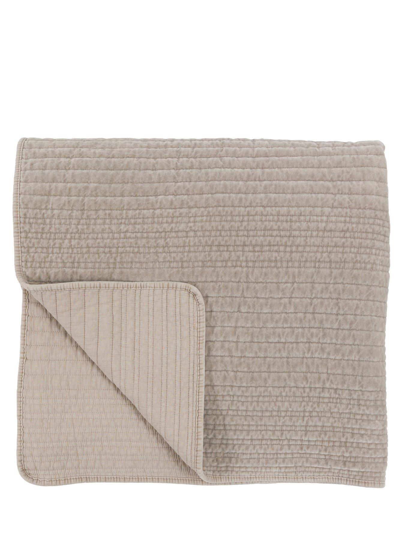 Image 4 of 6 of Gallery Direct Cotton Velvet Stitched Bedspread Taupe 220x240cm