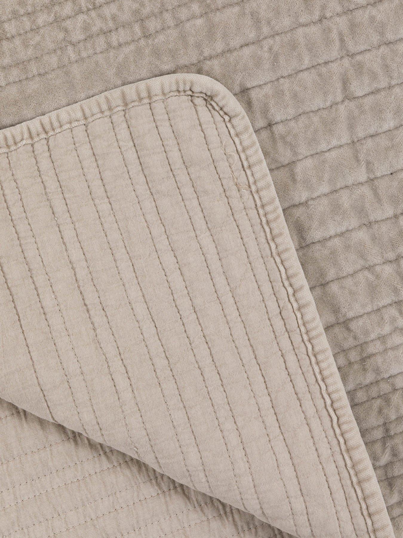 Image 5 of 6 of Gallery Direct Cotton Velvet Stitched Bedspread Taupe 220x240cm