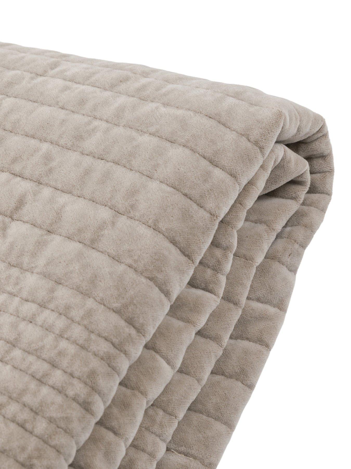 Image 6 of 6 of Gallery Direct Cotton Velvet Stitched Bedspread Taupe 220x240cm
