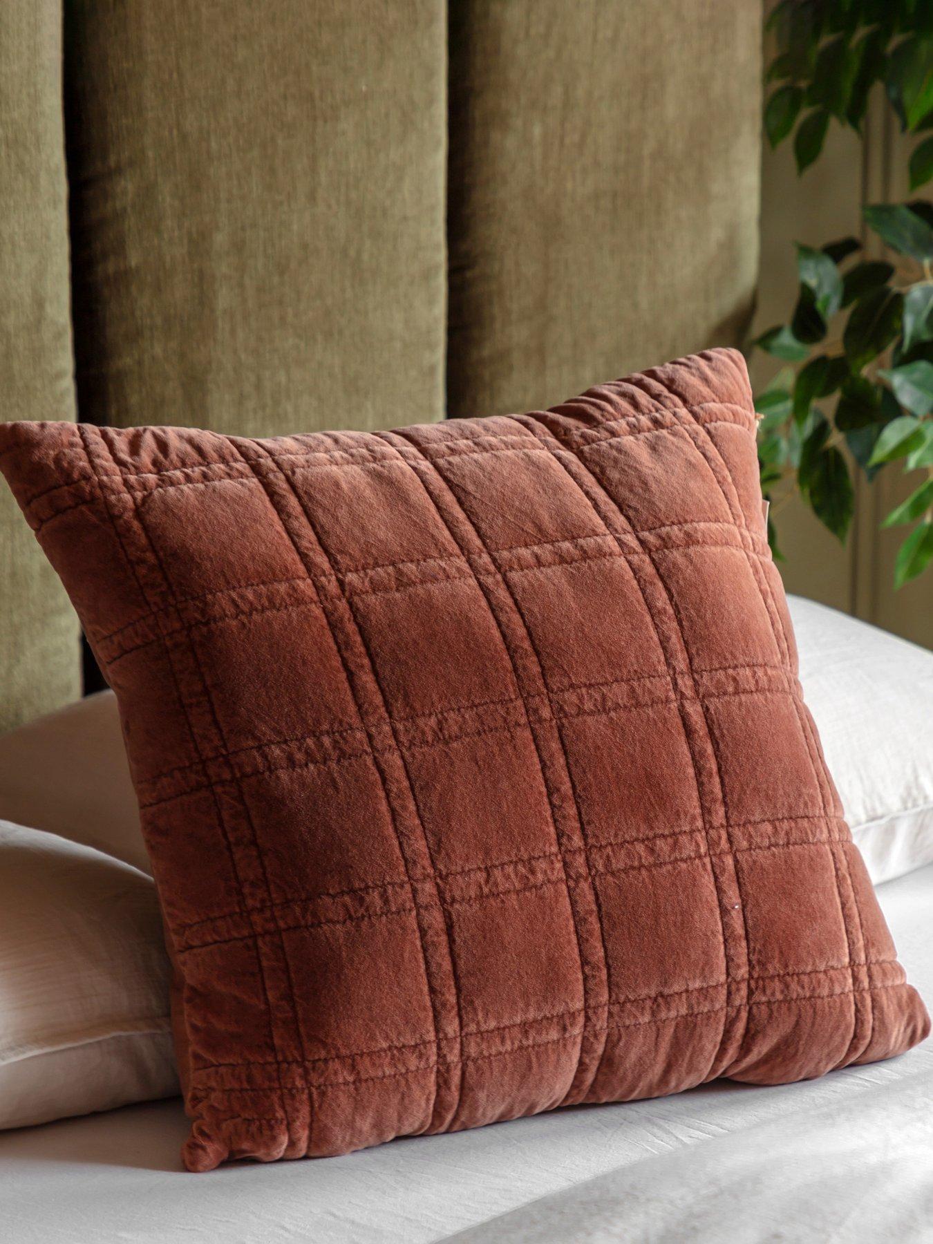 Gallery Direct Cotton Velvet Quilted Cushion Rust 50x50cm