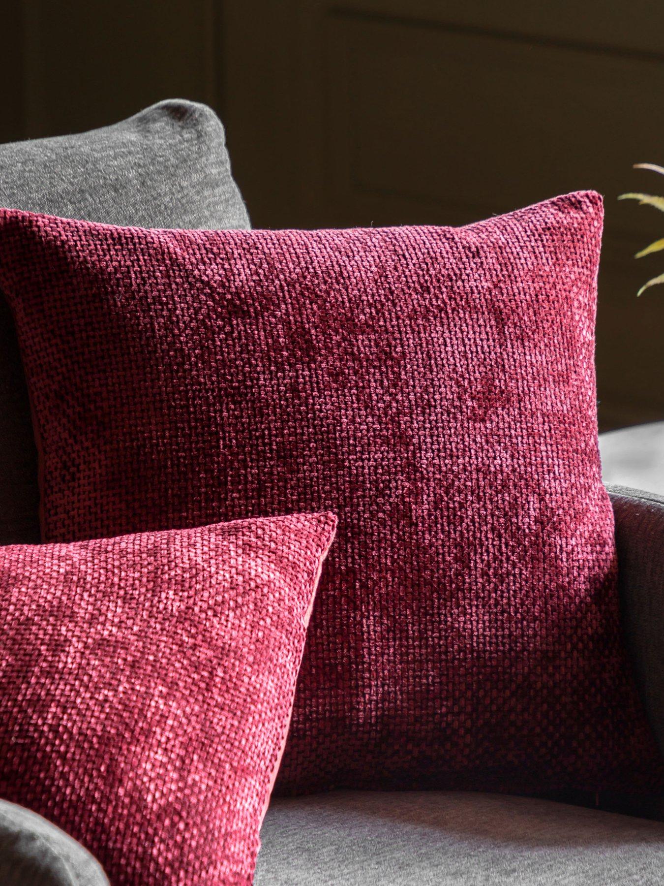 Gallery Direct Basketweave Chenille Cushion Merlot 2 pack 45x45cm