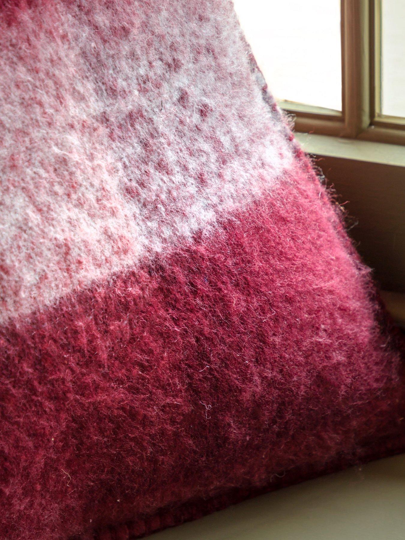 Image 3 of 6 of Gallery Direct Check Faux Mohair Cushion Merlot 45x45cm